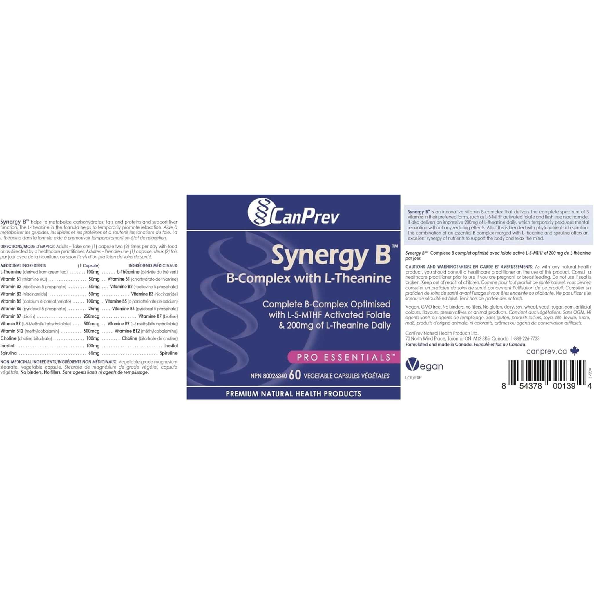 CanPrev Synergy B Complete B-Complex Formula with L-Theanine, 60 Vegetable Capsules - Image 10