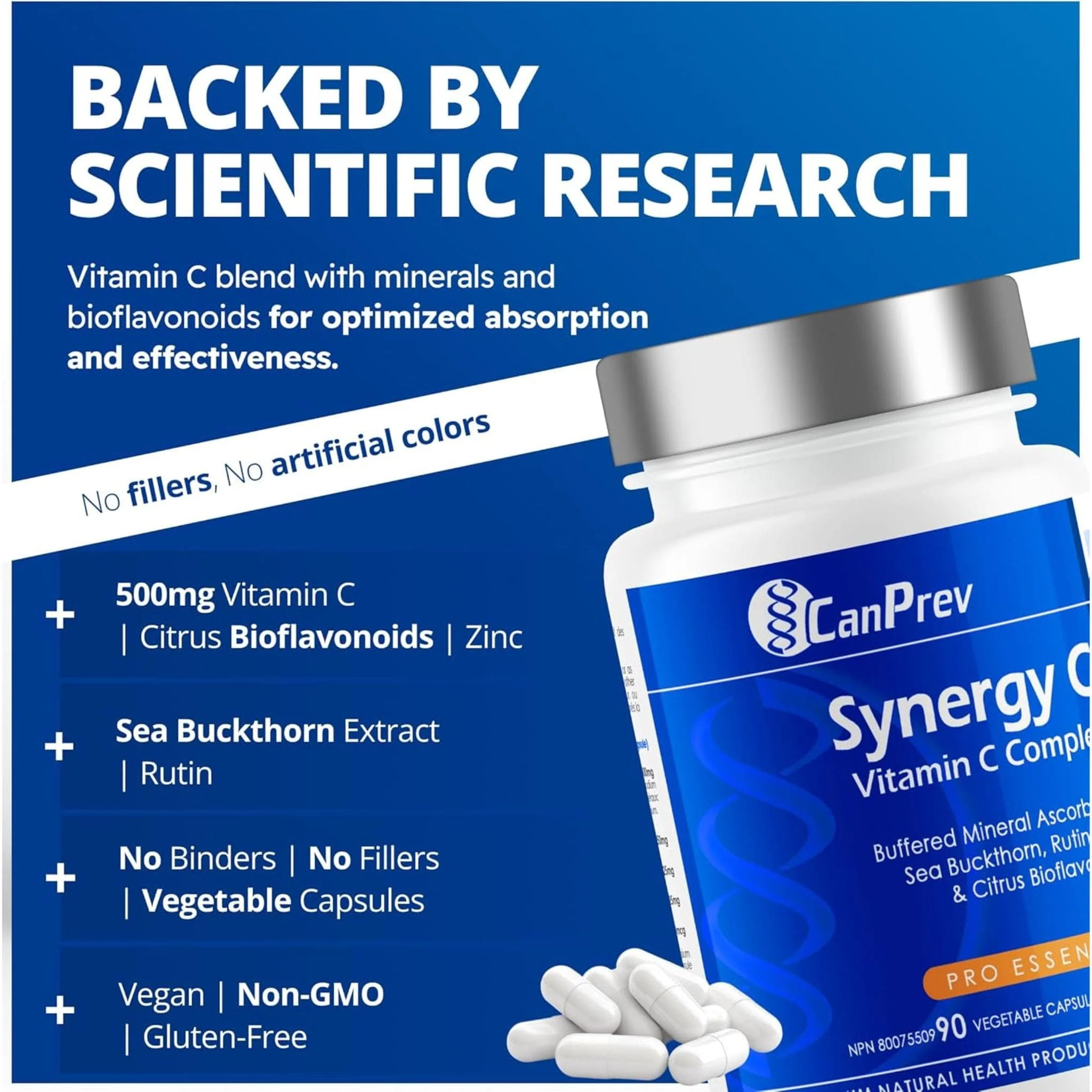 CanPrev Synergy C with Sea Buckthorn (Vitamin C), 90 Vegicaps - Image 5