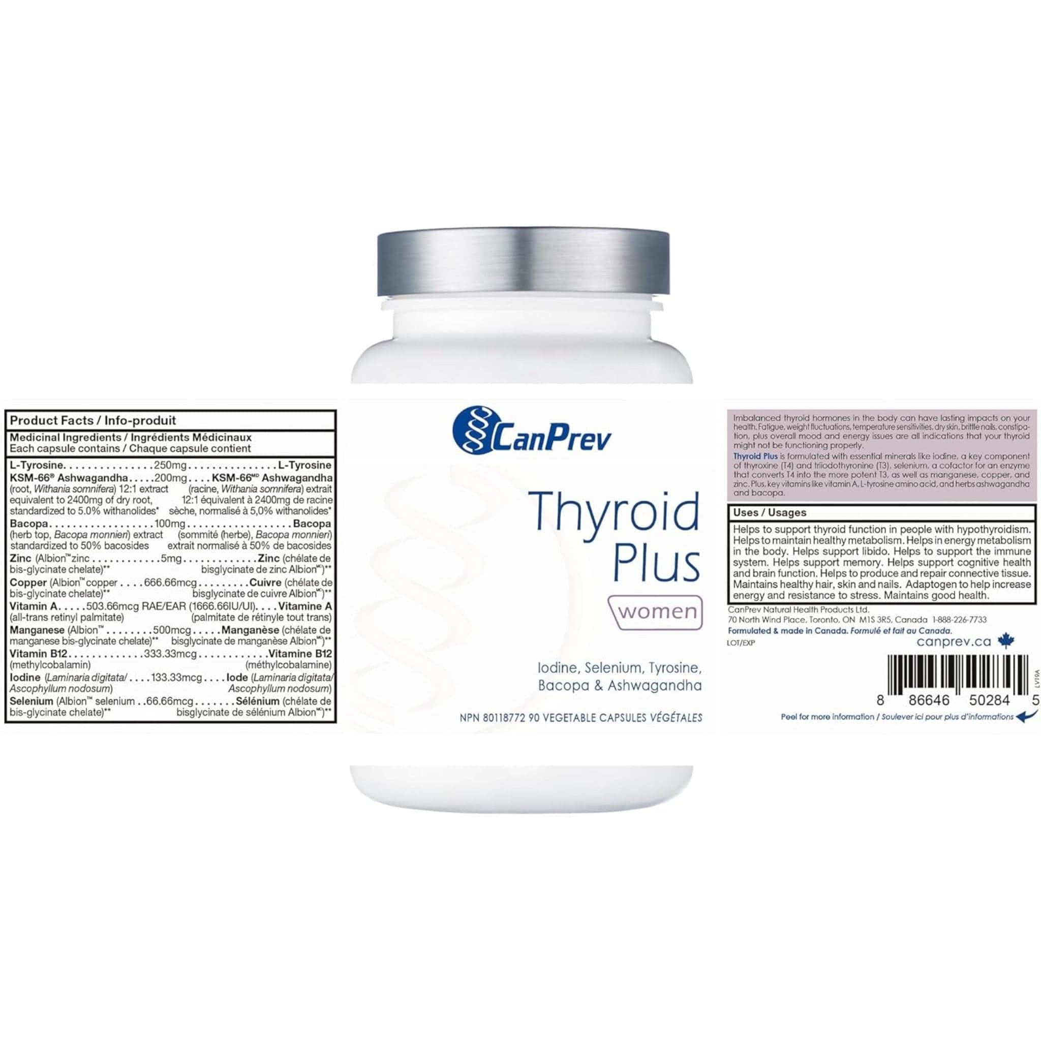 CanPrev Thyroid Plus, Under-Active Thyroid Help, 90 Vegetable Capsules - Image 3