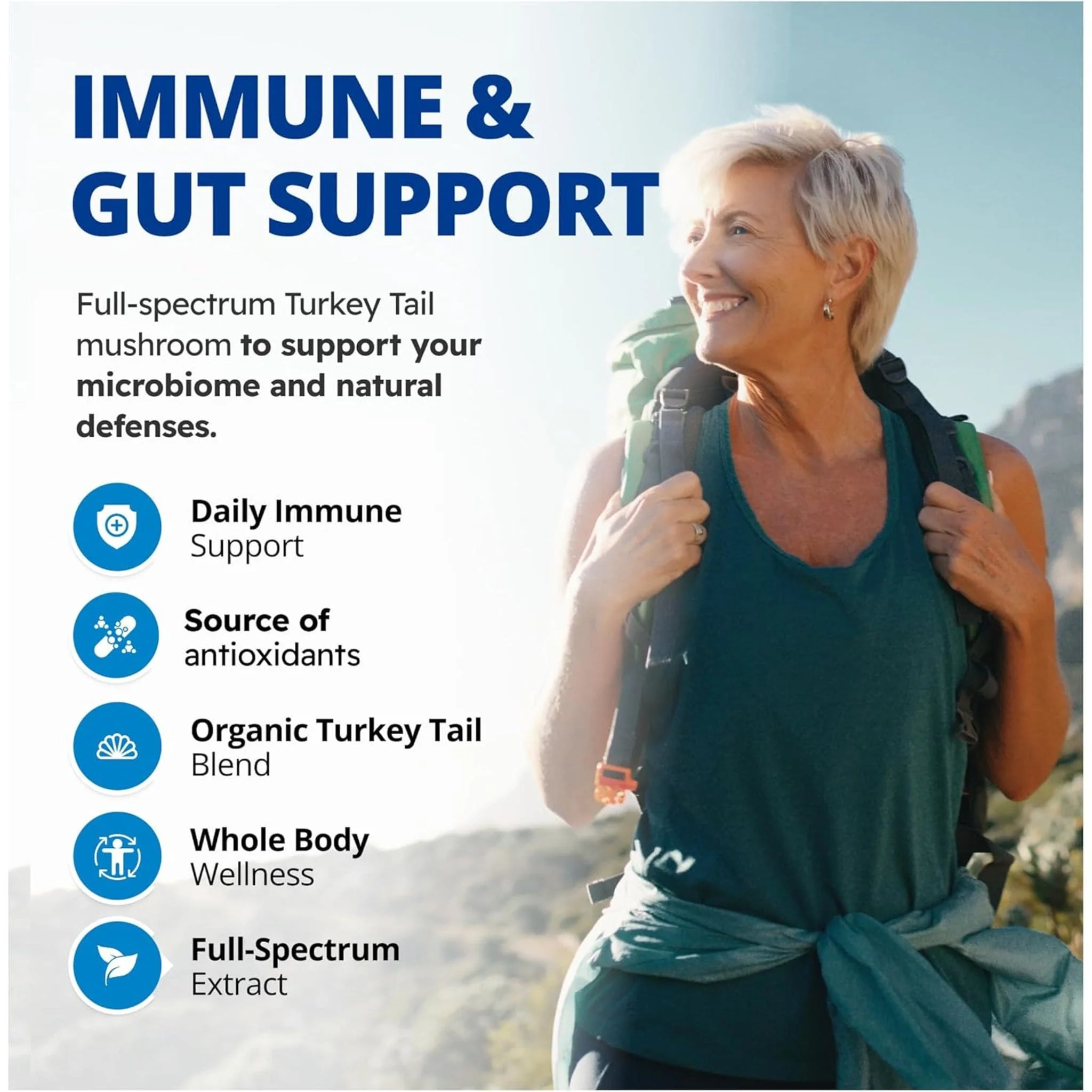 CanPrev Turkey Tail Full Spectrum, Immune and Gut Health Support, Organic Mushroom, 60 Vegetable Capsules - Image 2