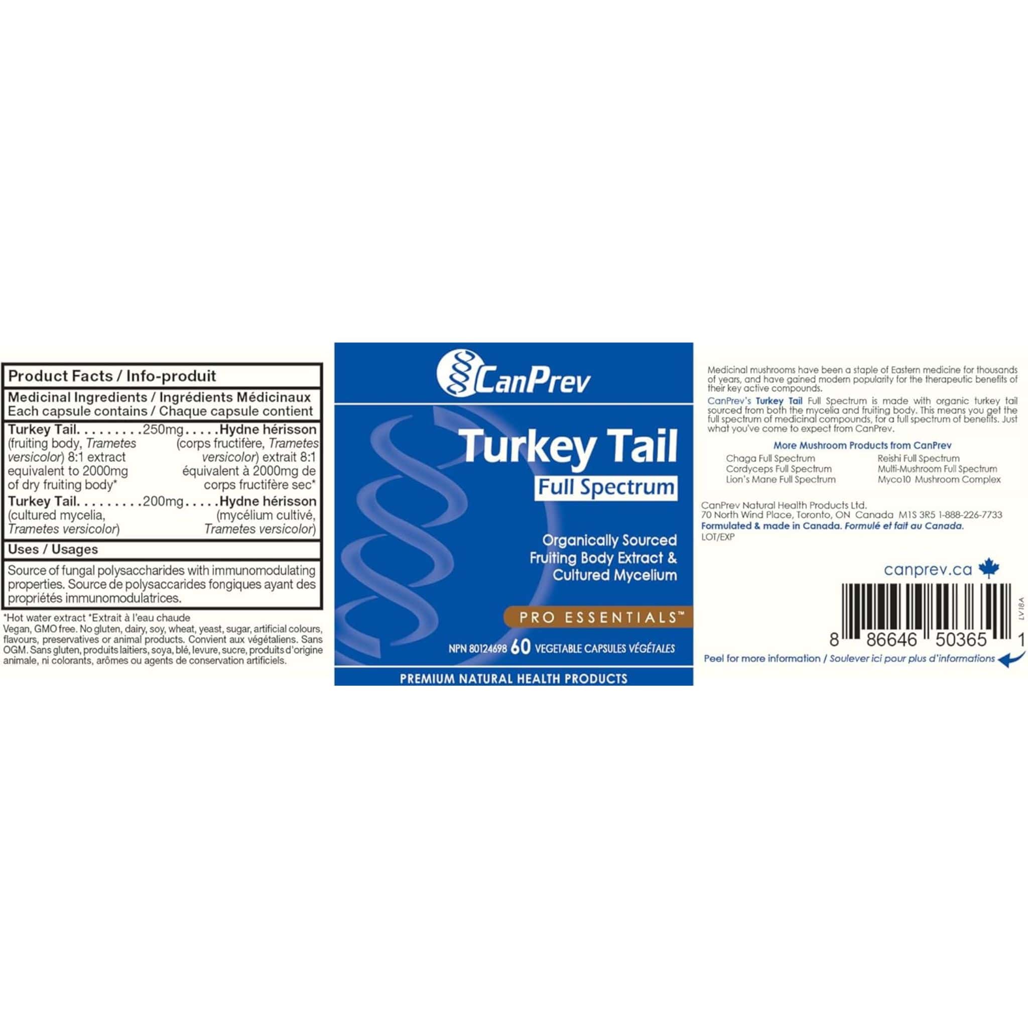 CanPrev Turkey Tail Full Spectrum, Immune and Gut Health Support, Organic Mushroom, 60 Vegetable Capsules - Image 9