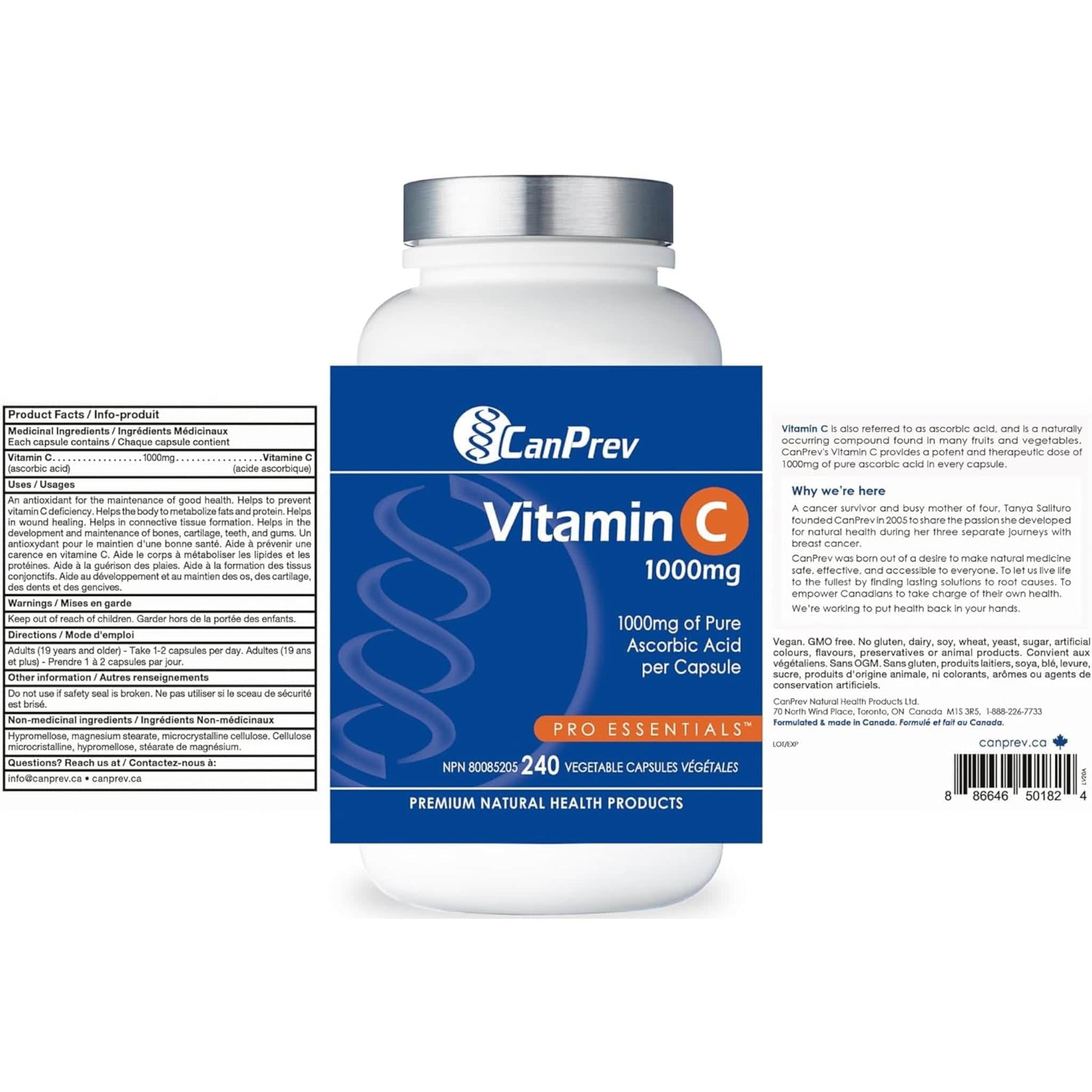 CanPrev Vitamin C 1000mg Capsules, 240 Vegetable Capsules - Image 9