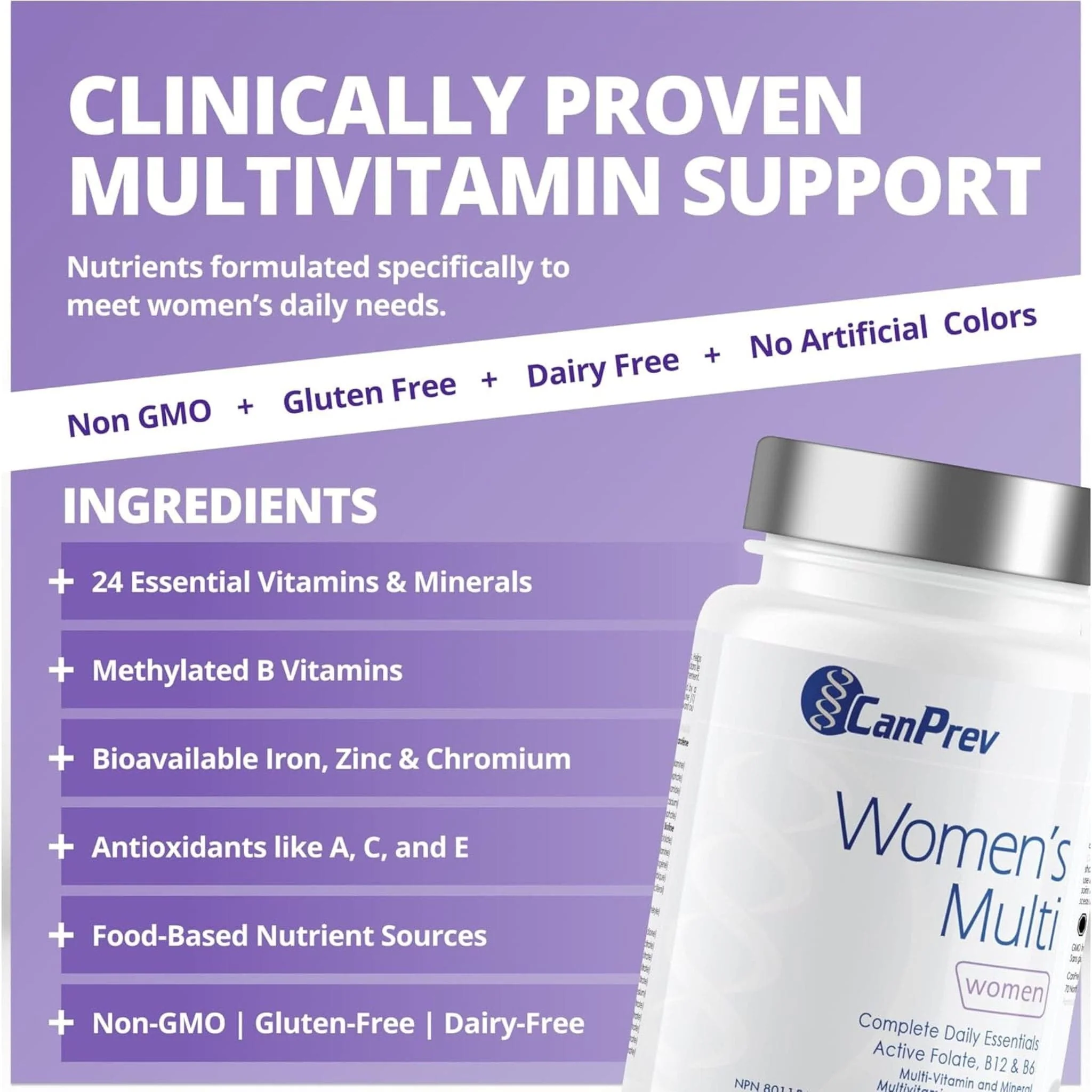 CanPrev Women's Multi, 90 Vegetable Capsules - Image 5