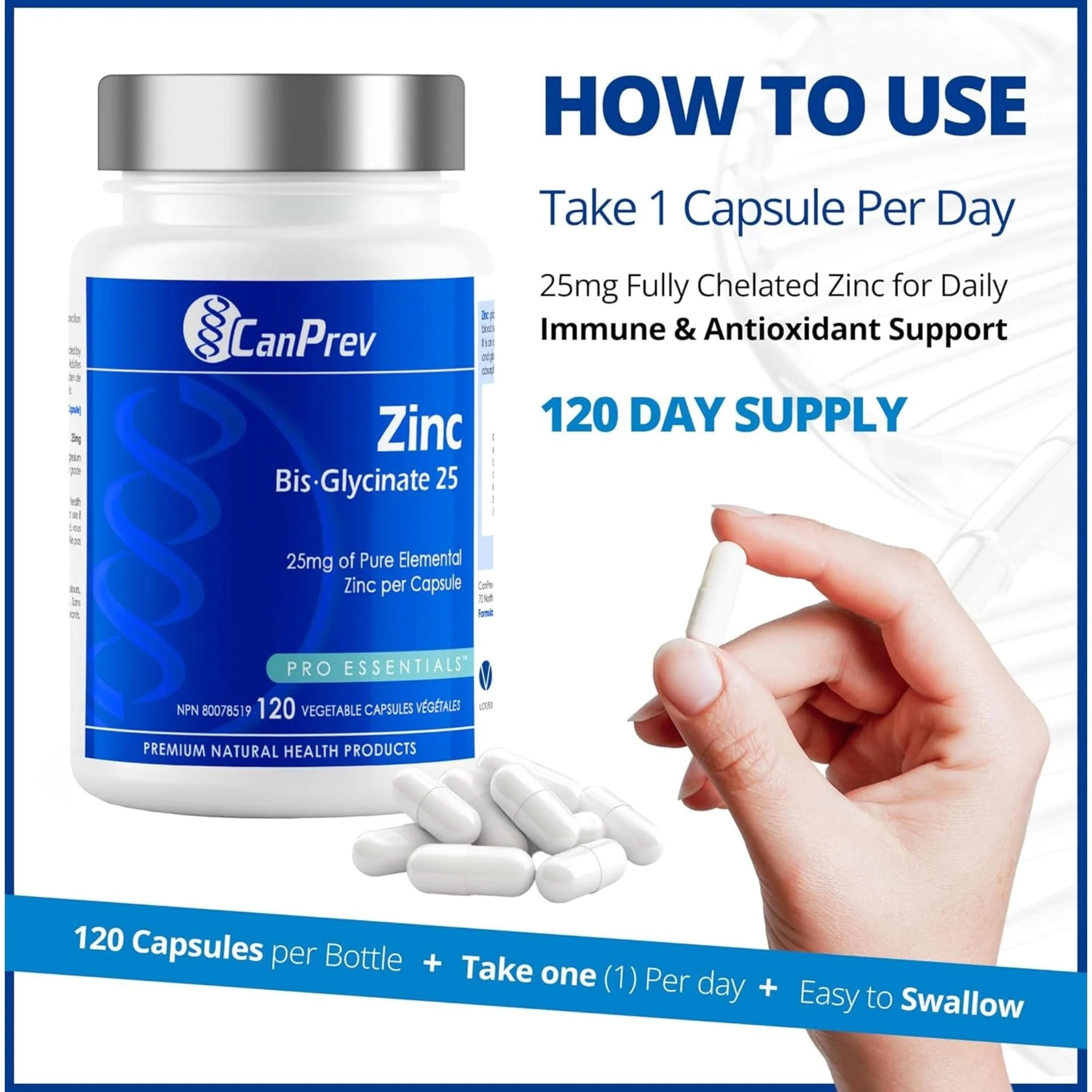 CanPrev Zinc Bisglycinate 25mg (Chelated) - Image 17