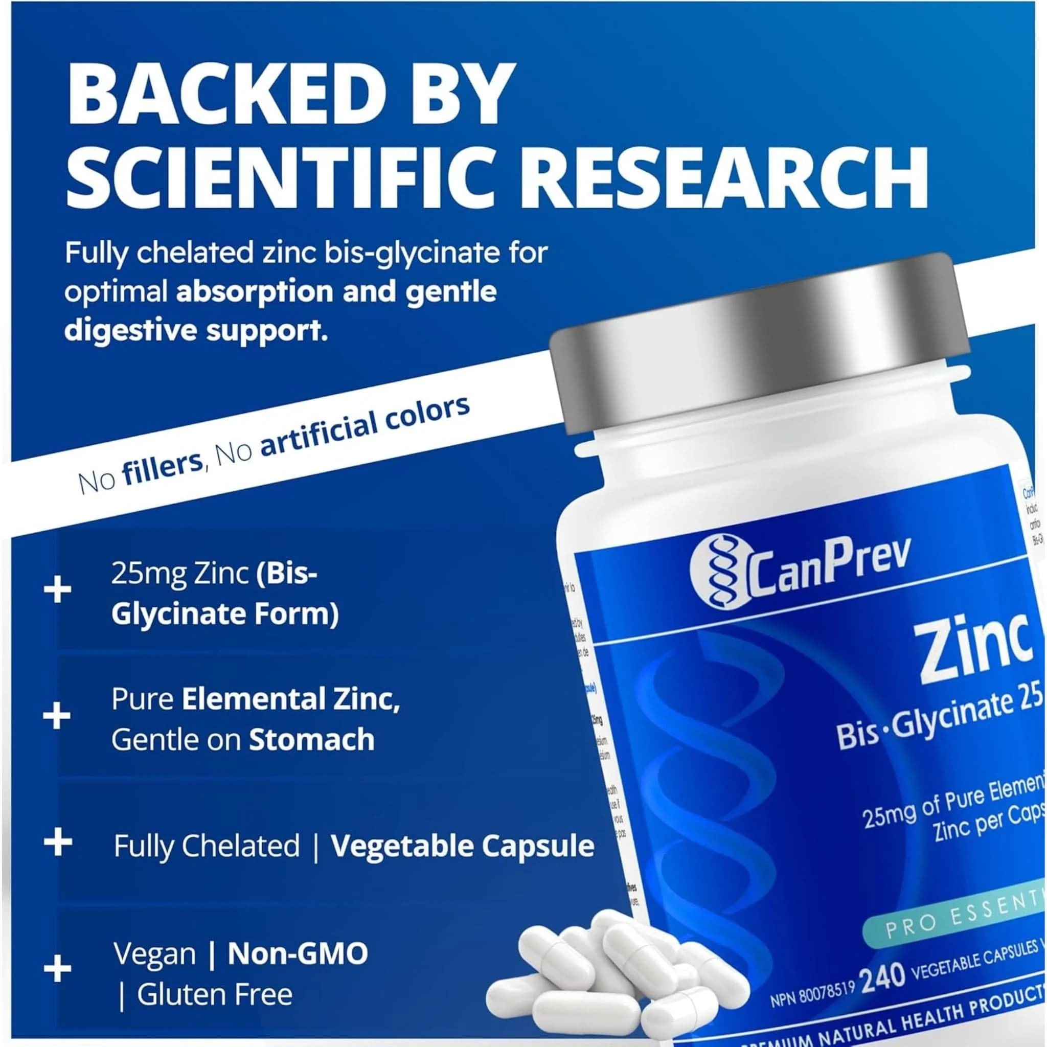 CanPrev Zinc Bisglycinate 25mg (Chelated) - Image 25