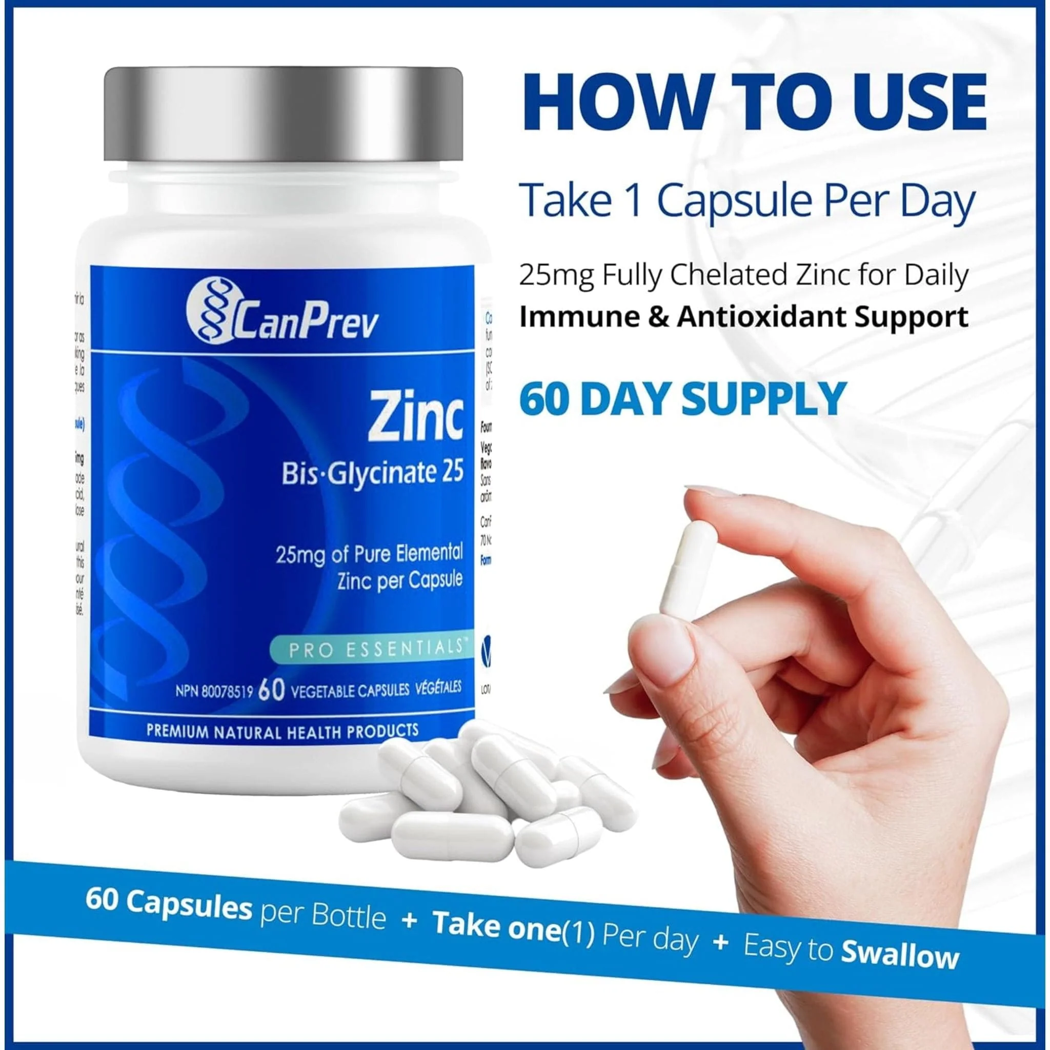 CanPrev Zinc Bisglycinate 25mg (Chelated) - Image 7