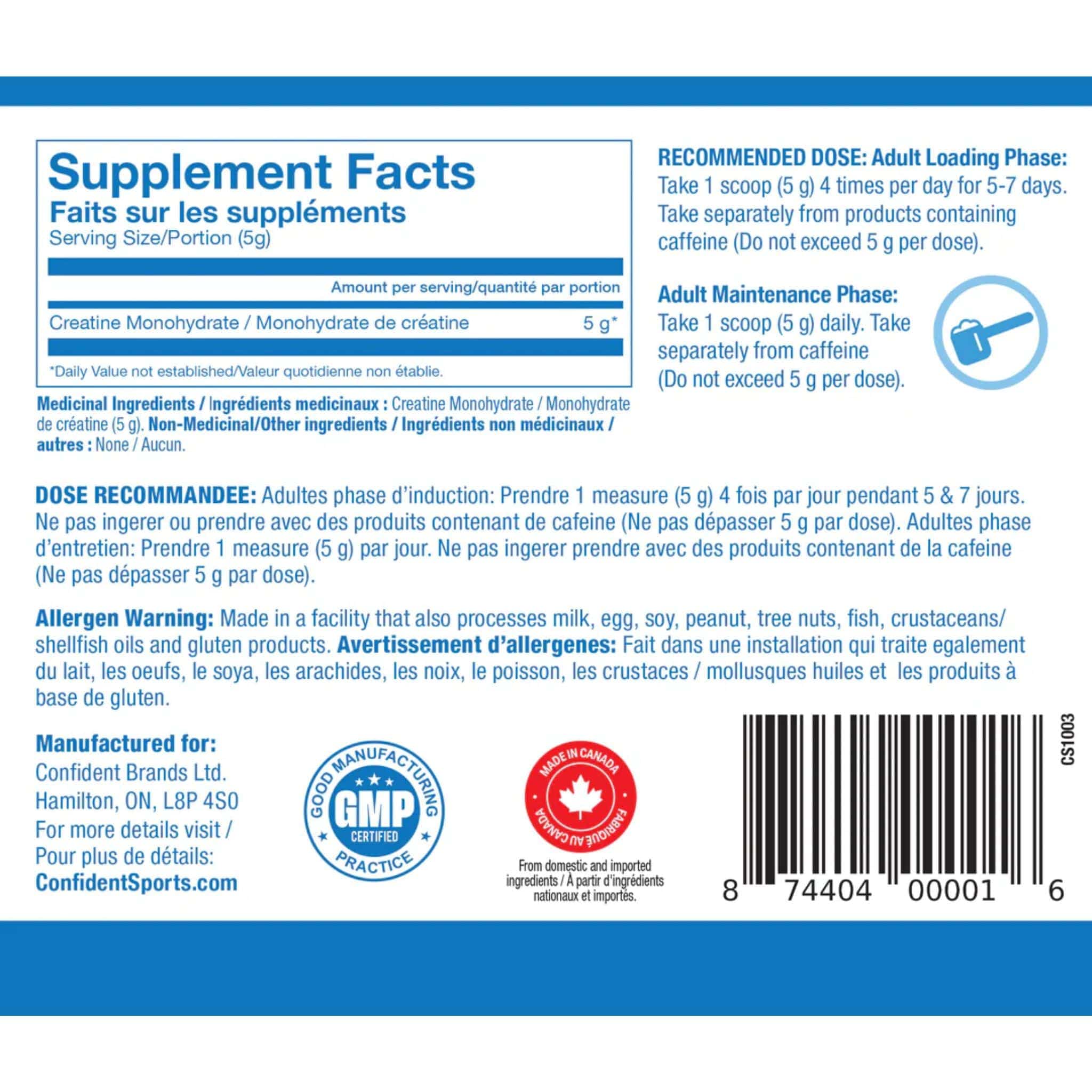 Confident Sports Creatine Monohydrate, NSF Certified, 100% Ultra-Pure, Micronized, 1100g - Image 5
