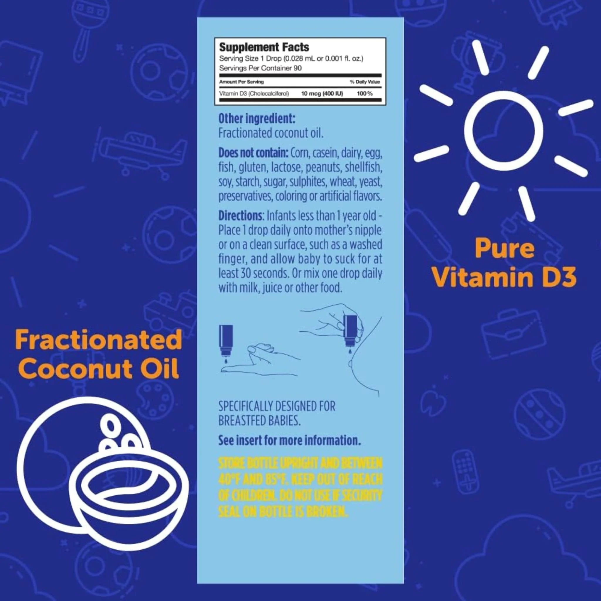 Ddrops Baby Ddrops Liquid Vitamin D3 Drops 400IU in a Base of Coconut Oil, 90 Drops / 2.5ml - Image 4