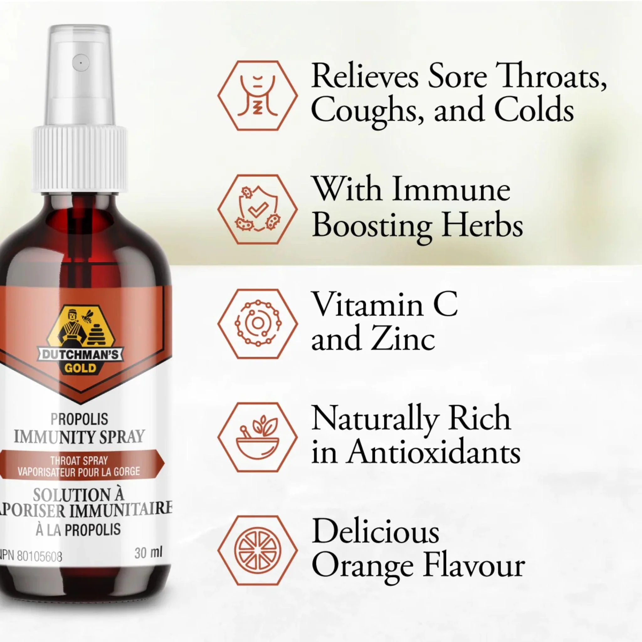 Dutchman's Gold Propolis Immunity Throat Spray, 30ml - Image 2