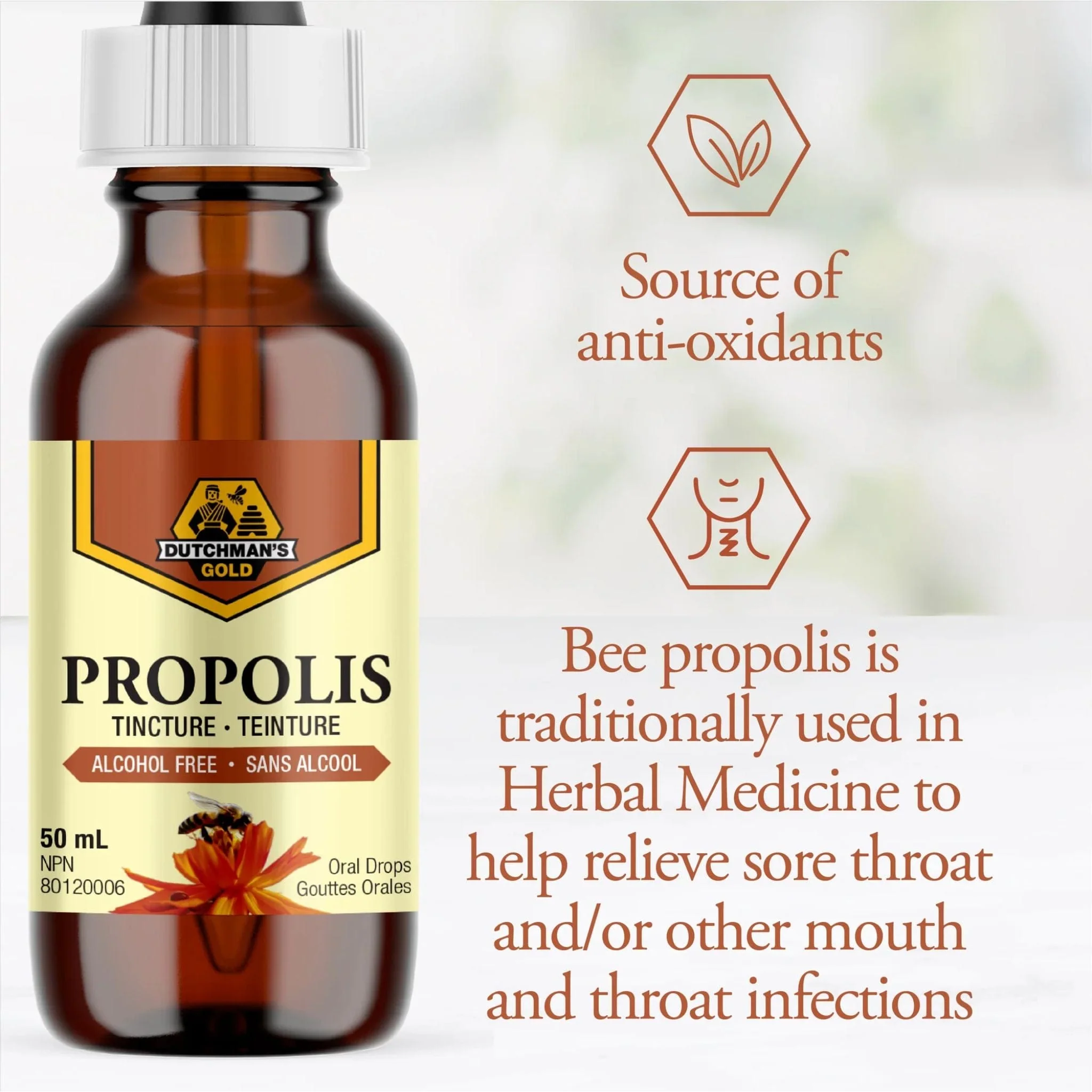 Dutchman's Gold Propolis Tincture Alcohol-Free, 50ml - Image 2