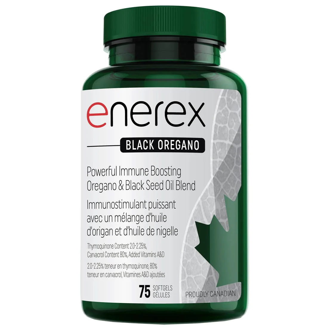 Enerex Black Oregano, Black Seed Oil 60%, Oregano Oil 40%, 75 Softgels