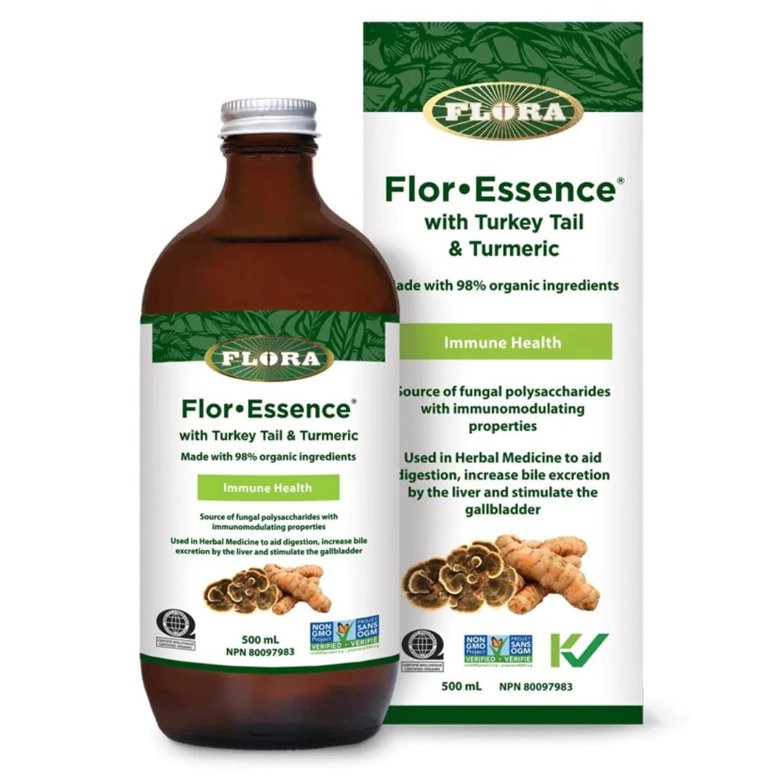 Flora Flor-Essence Herbal Tea Cleanse Liquid With Turkey Tail and Turmeric - Image 2