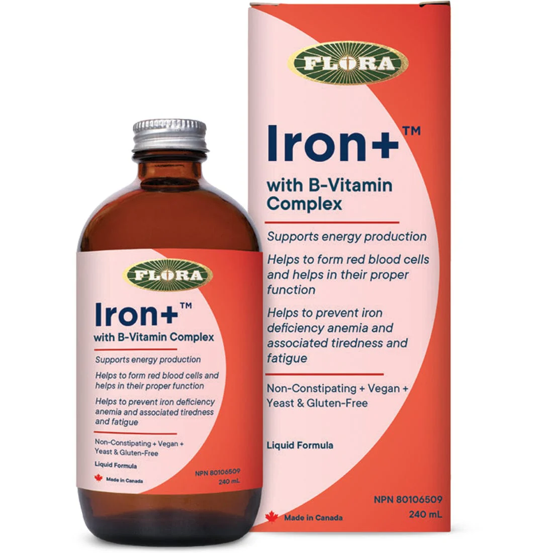 Flora Iron Plus B-Complex Liquid Iron Formula, Highly Absorbably, Non-constipating, Vegan - Image 2