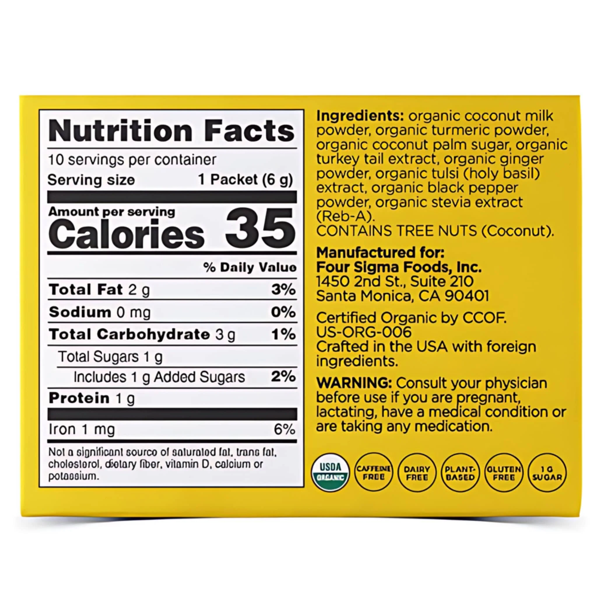 Four Sigmatic Organic Golden Latte Mix with Turkey Tail Mushroom, 10x6g Sachets - Image 3