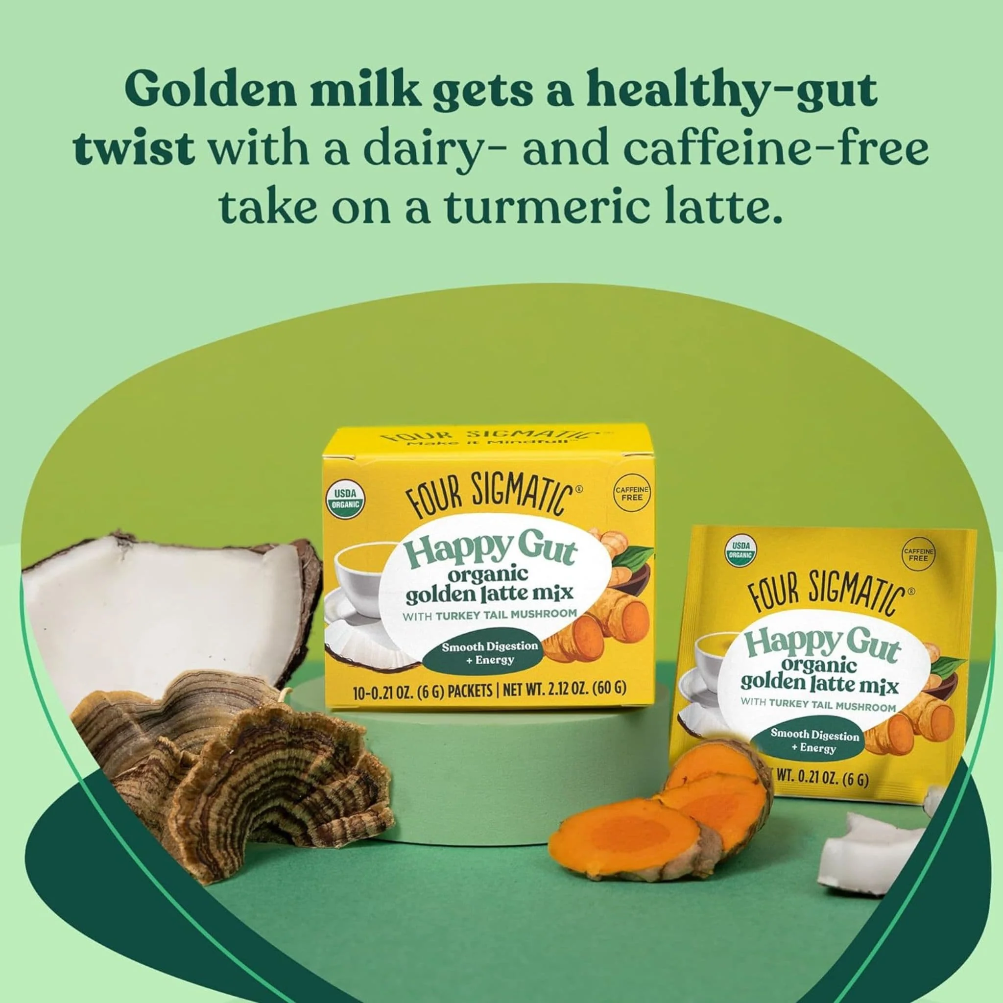 Four Sigmatic Organic Golden Latte Mix with Turkey Tail Mushroom, 10x6g Sachets - Image 5