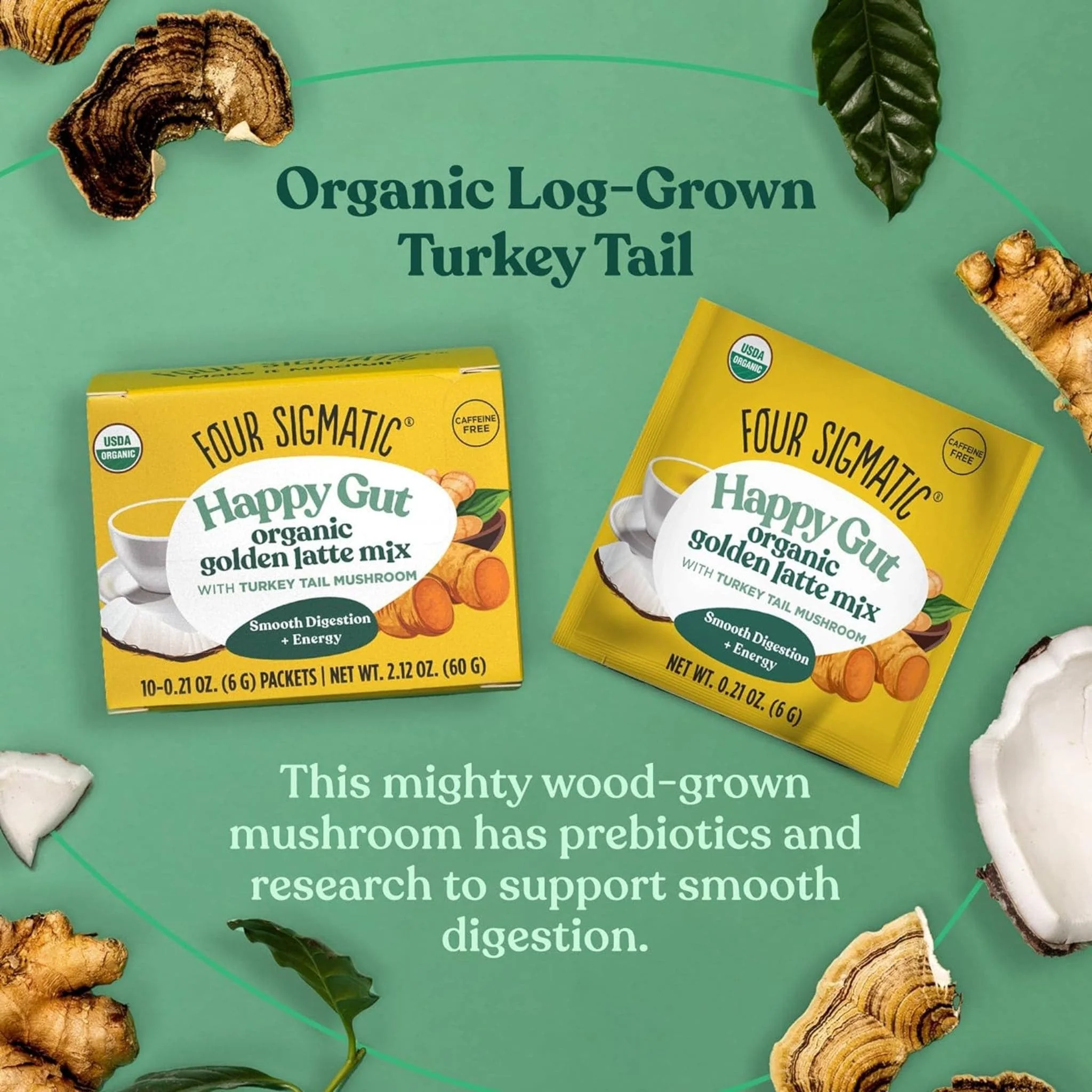 Four Sigmatic Organic Golden Latte Mix with Turkey Tail Mushroom, 10x6g Sachets - Image 7