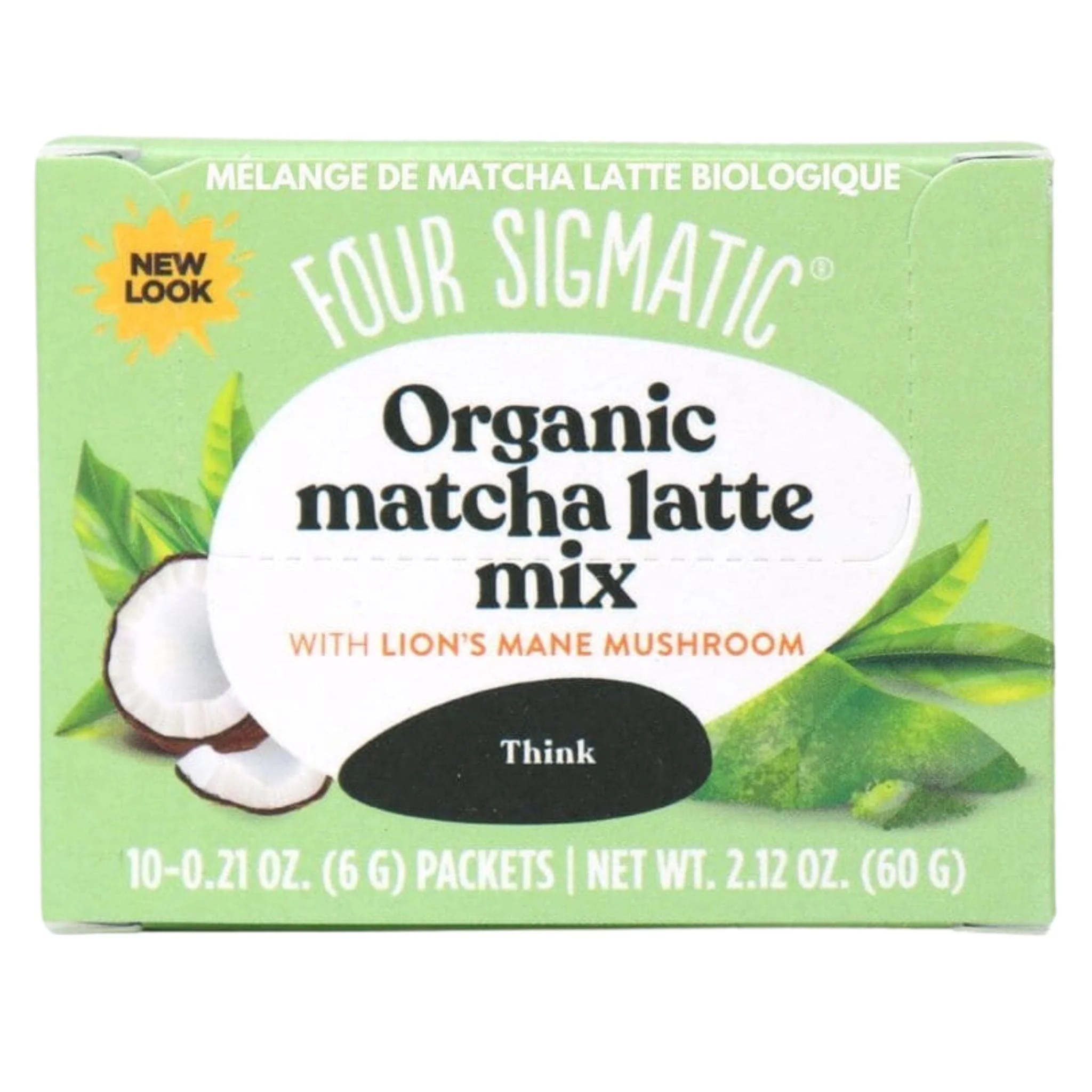 Four Sigmatic Organic Matcha Latte Mix with Lion’s Mane Mushroom, 10x6g Sachets