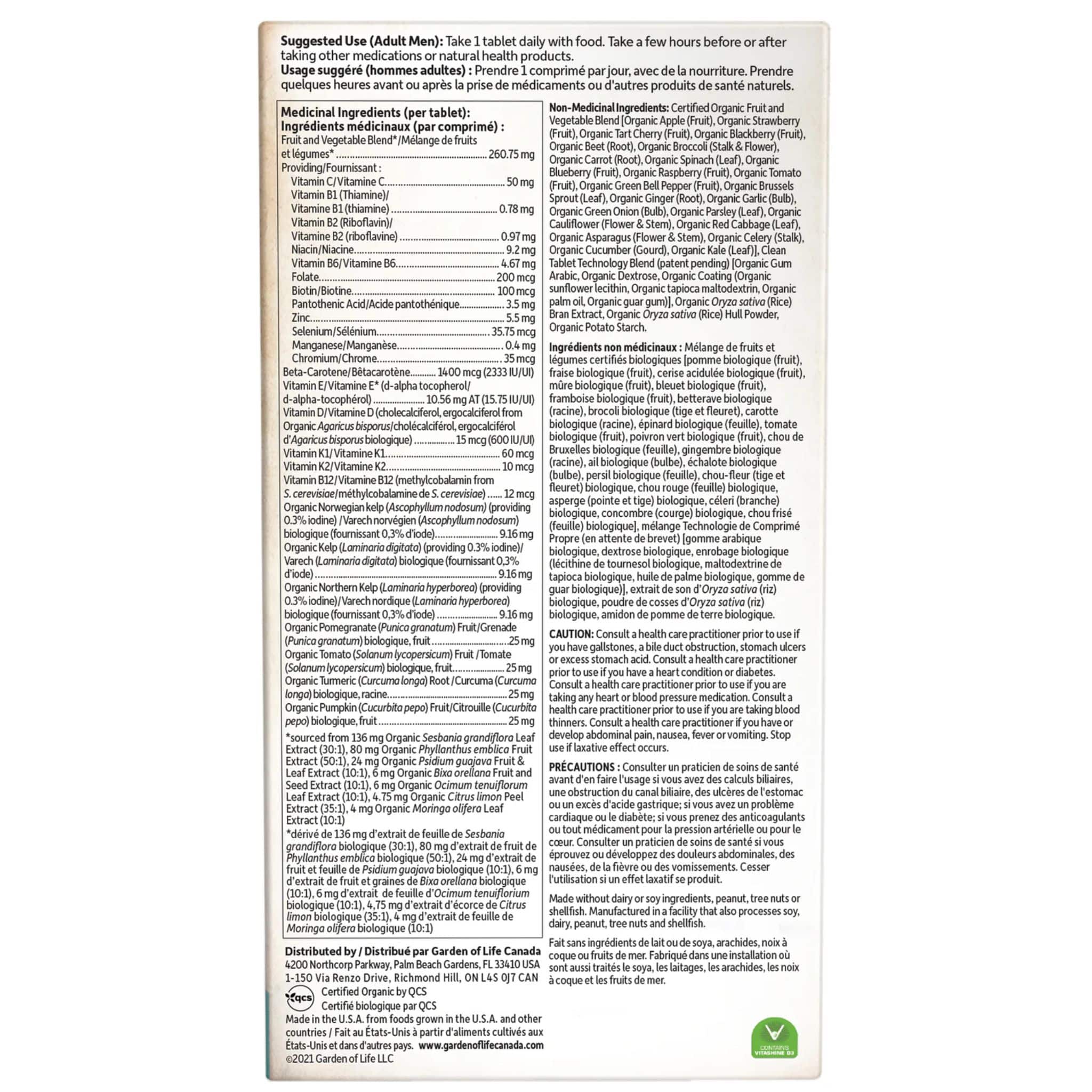 Garden of Life Organics Men's Multi 40+, Multivitamin, 60 Vegan Tablets - Image 5