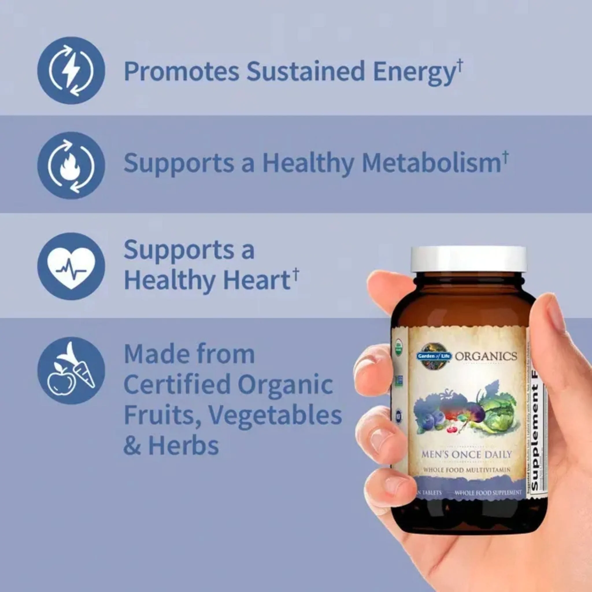 Garden of Life Organics Men's Once Daily Multivitamin, 30-60 Vegan Tablets - Image 3