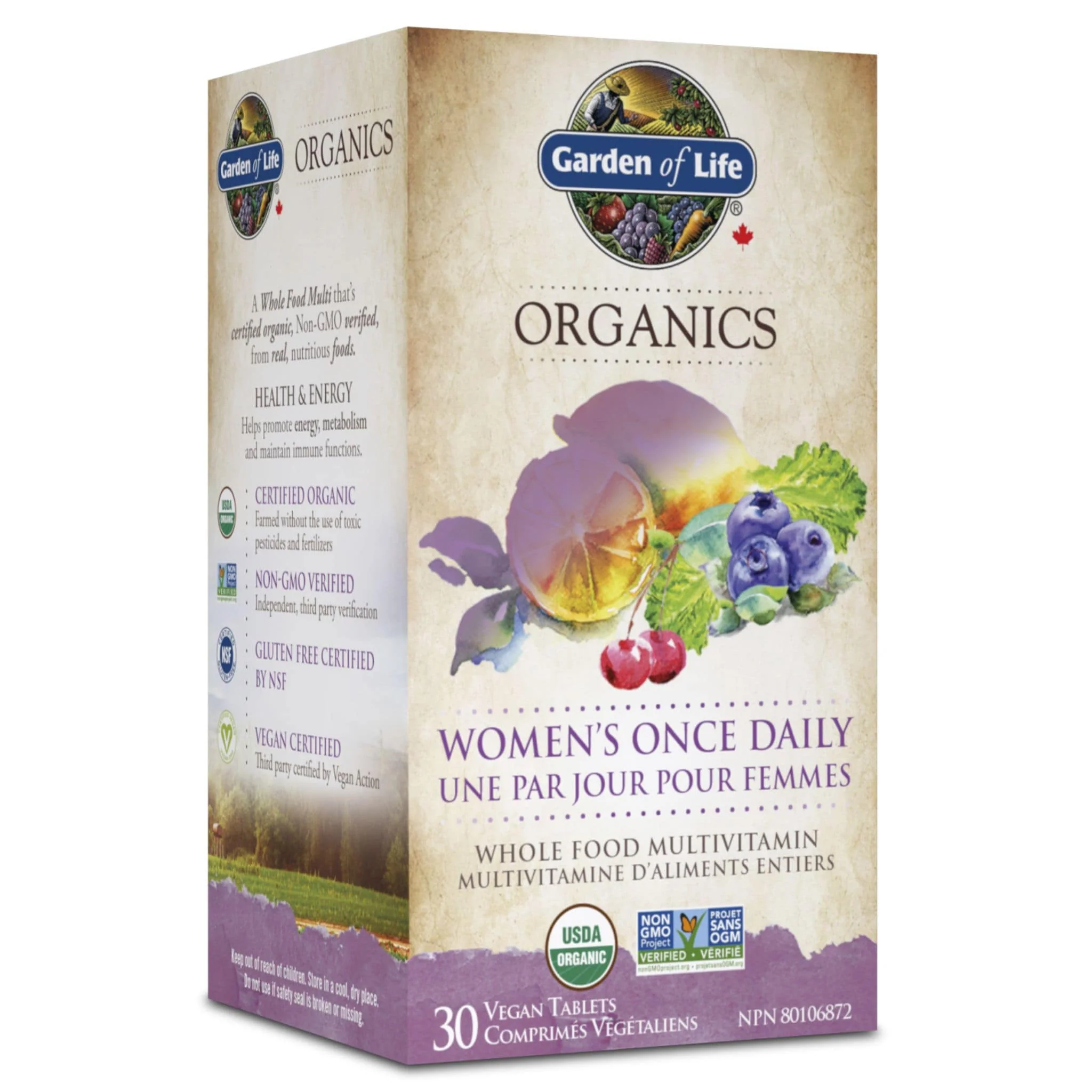 Garden of Life Organics Women's Once Daily Multivitamin, 30 Vegan Tablets