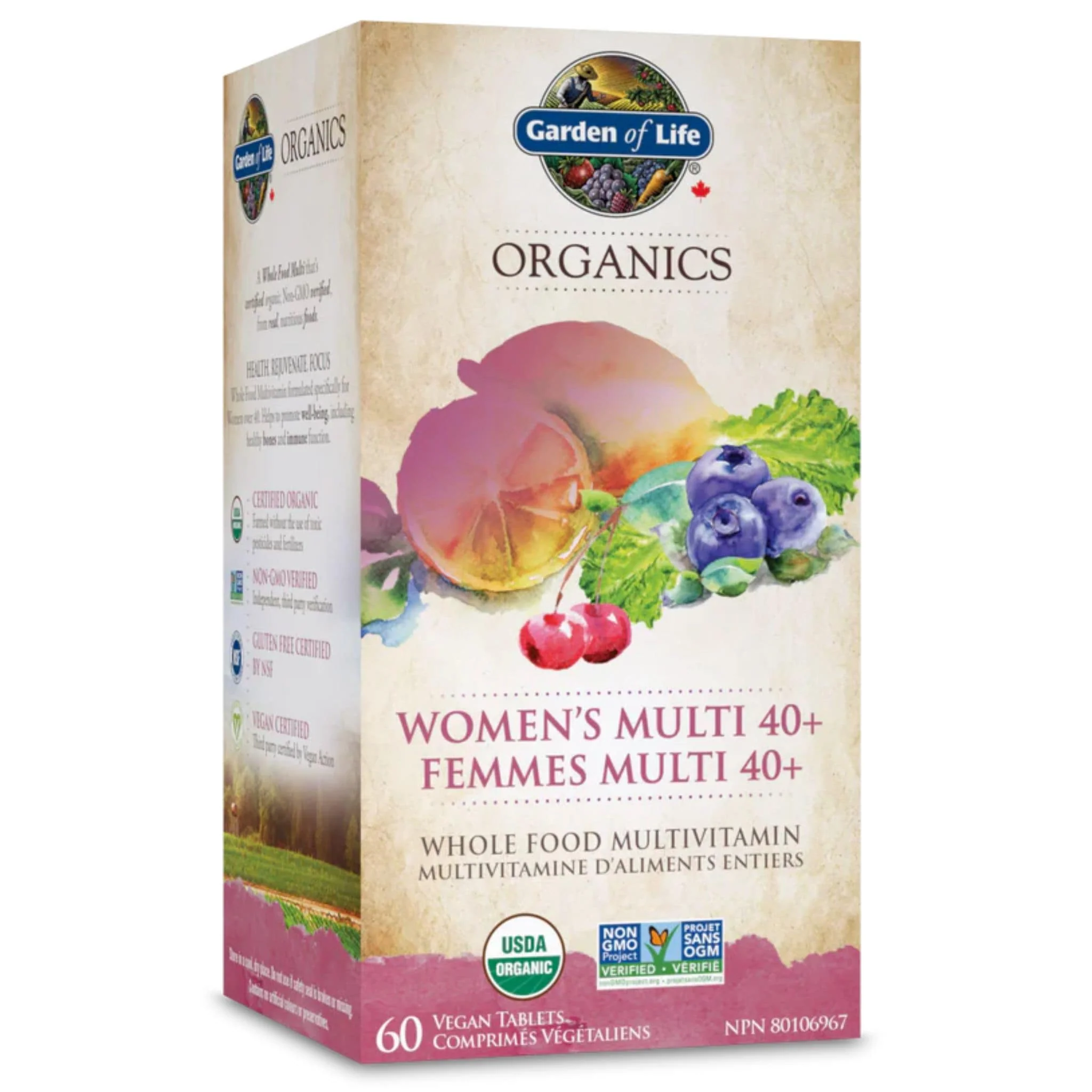 Garden of Life Organics Women's Multi 40+, Multivitamin, 60 Vegan Tablets