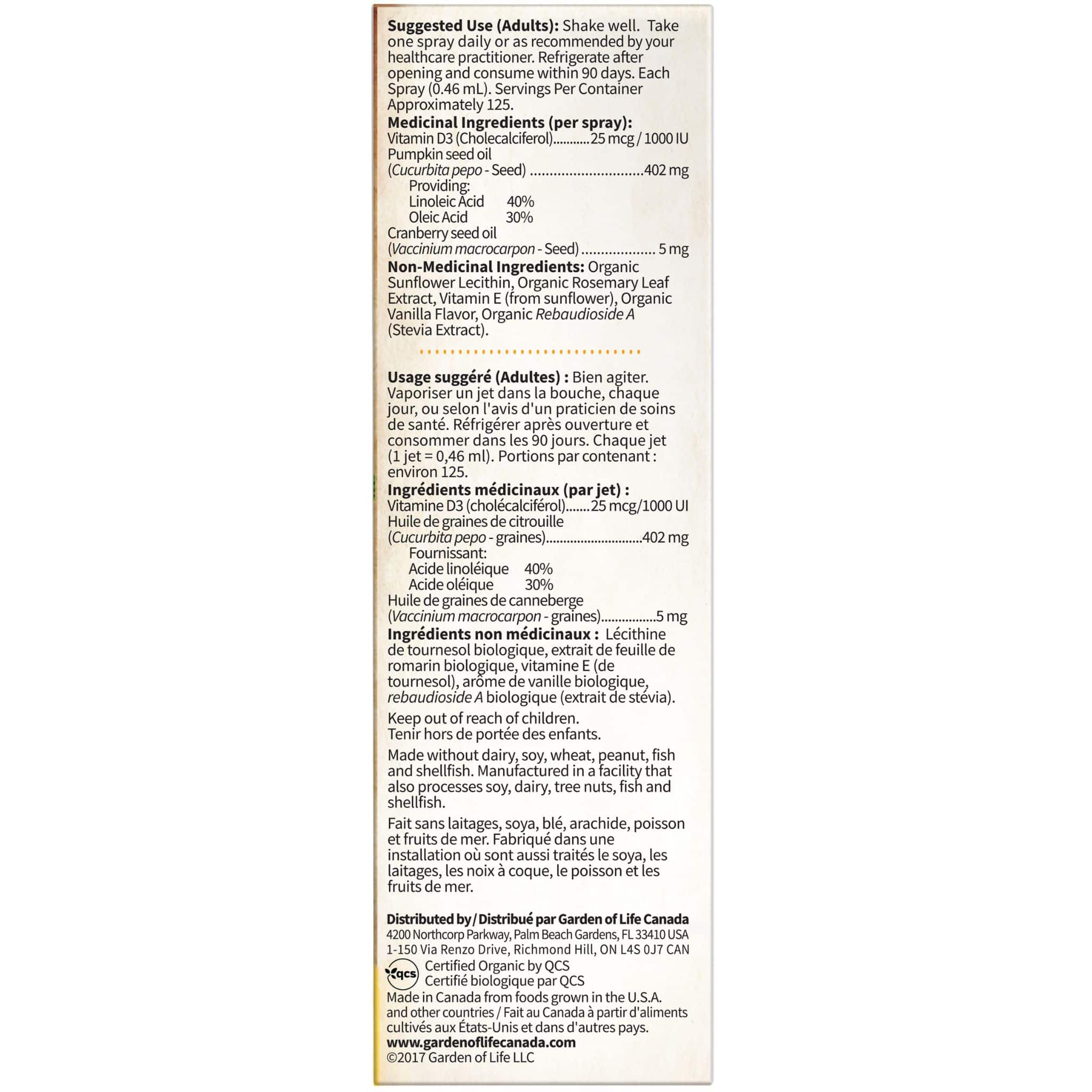 Garden of Life Organics - Vitamin D3 Organic Spray, Vanilla, 58ml - Image 6