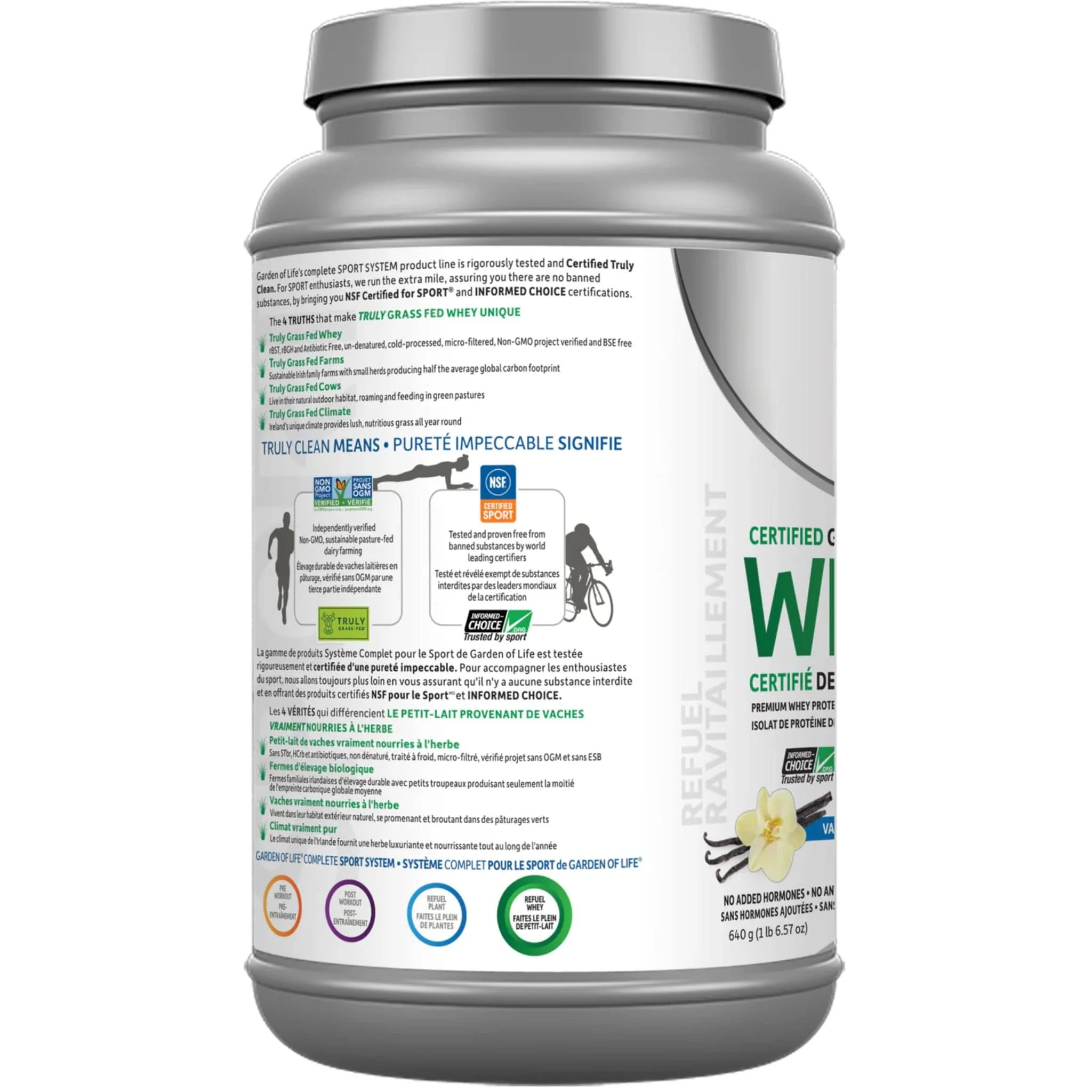 Garden of Life Sport Whey, Certified Grass Fed Whey, 640g-660g - Image 14