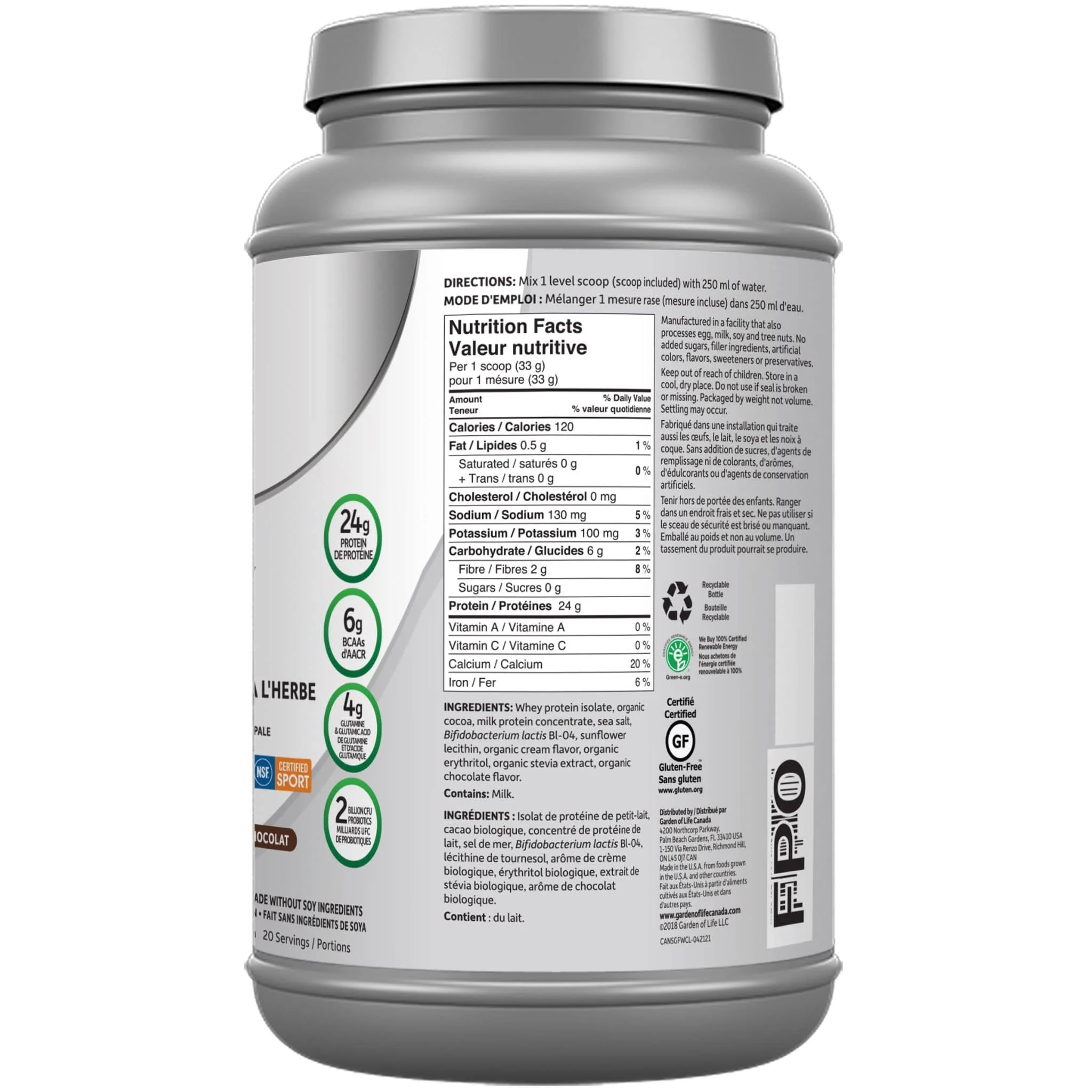 Garden of Life Sport Whey, Certified Grass Fed Whey, 640g-660g - Image 2