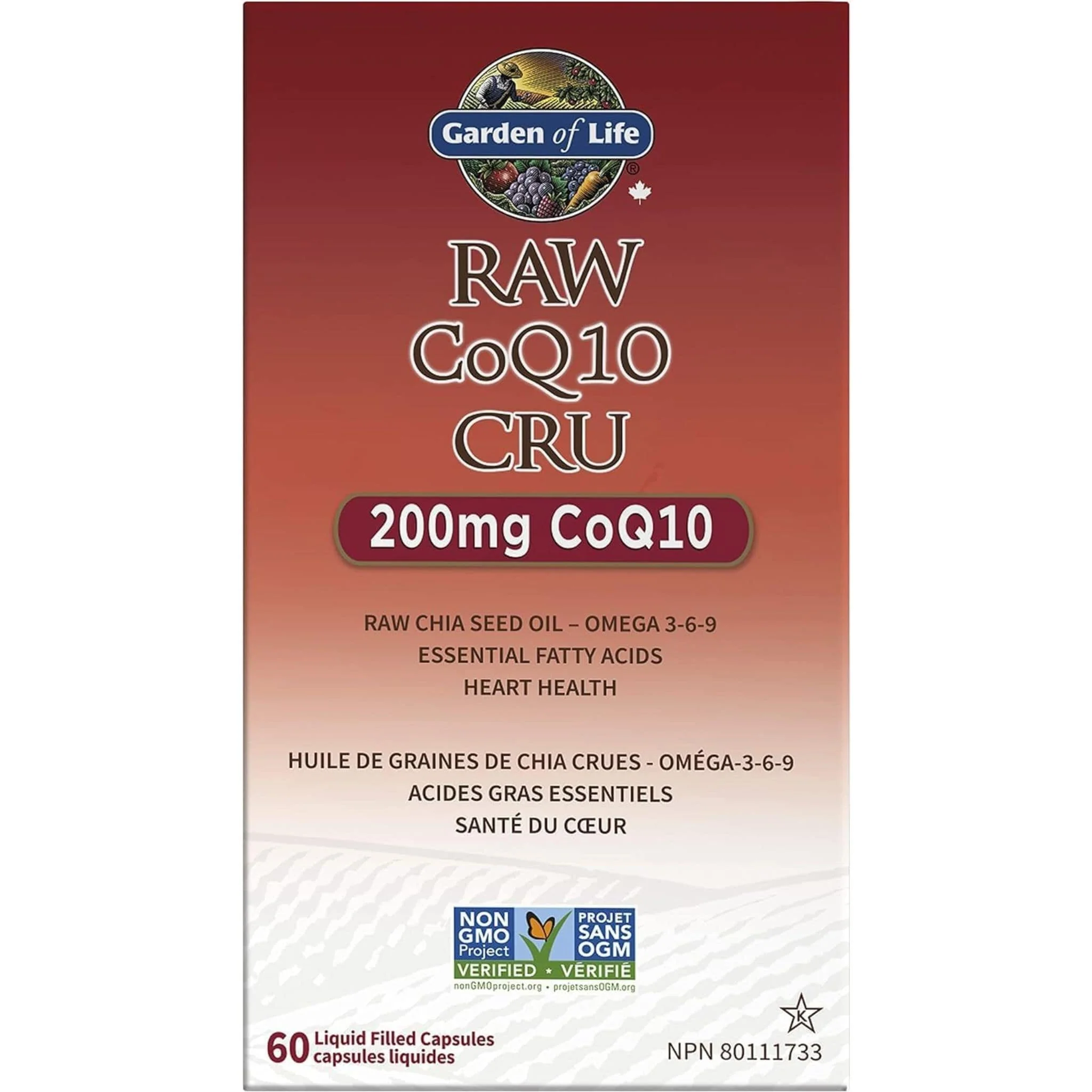 Garden of Life Vitamin Code Raw CoQ10 200mg, 60 Vegetarian Capsules