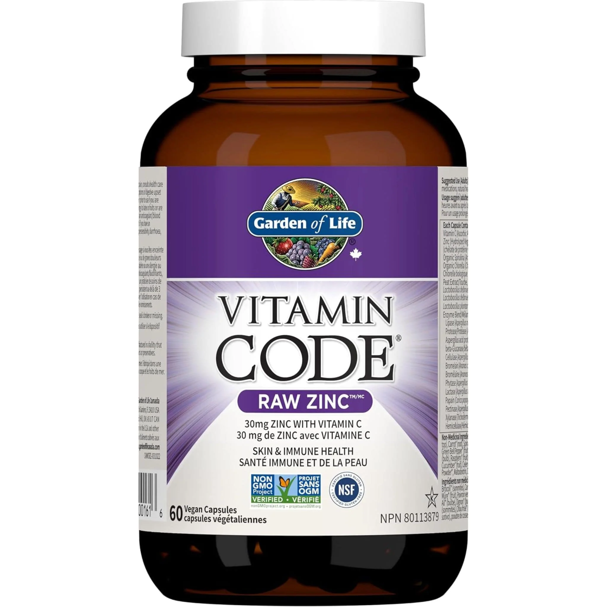 Garden Of Life Vitamin Code Raw Zinc 30mg, 60 Vegan Capsules - Image 2