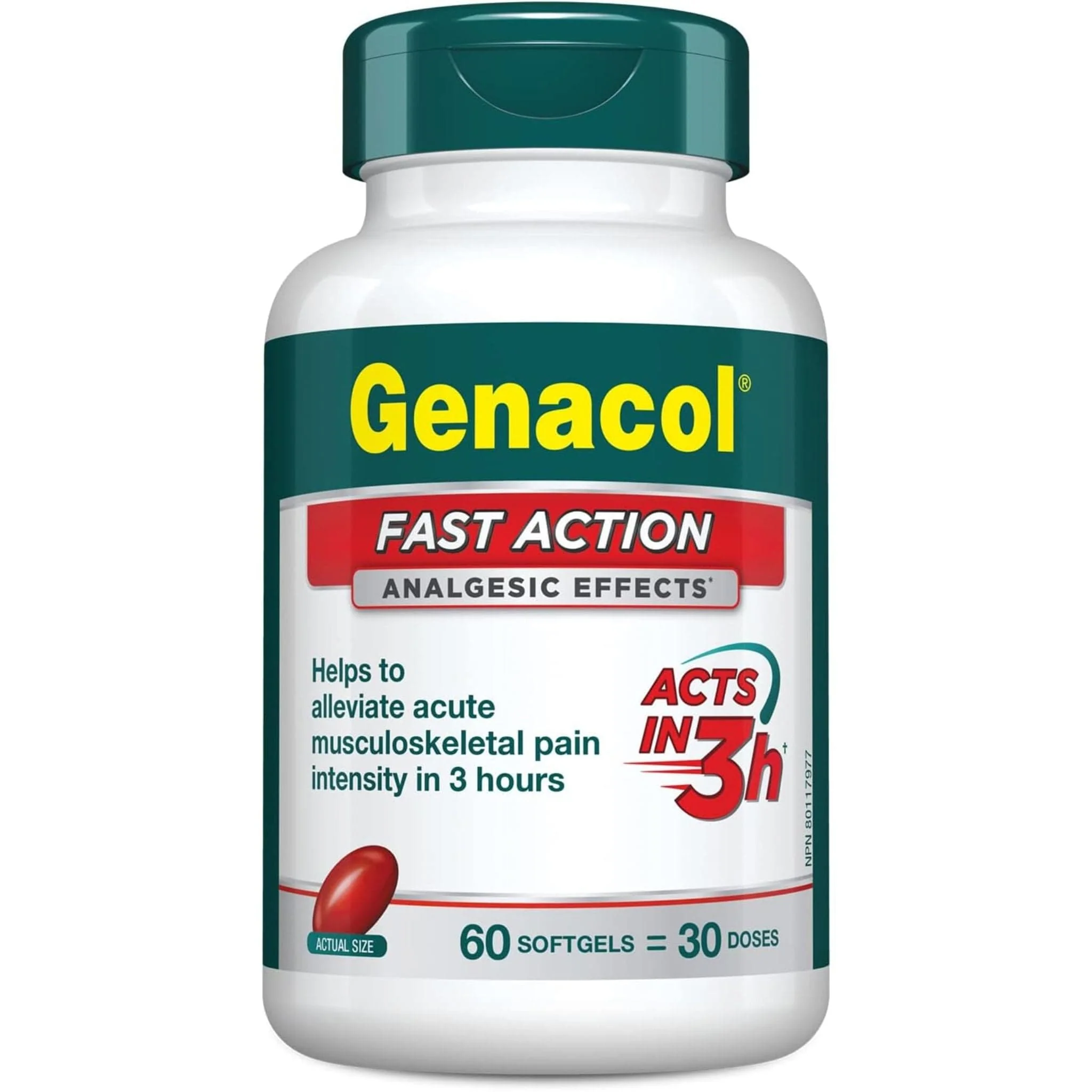 Genacol Fast Action, Clinically Proven Analgesic, Acts in 3 Hours, 60 Softgels