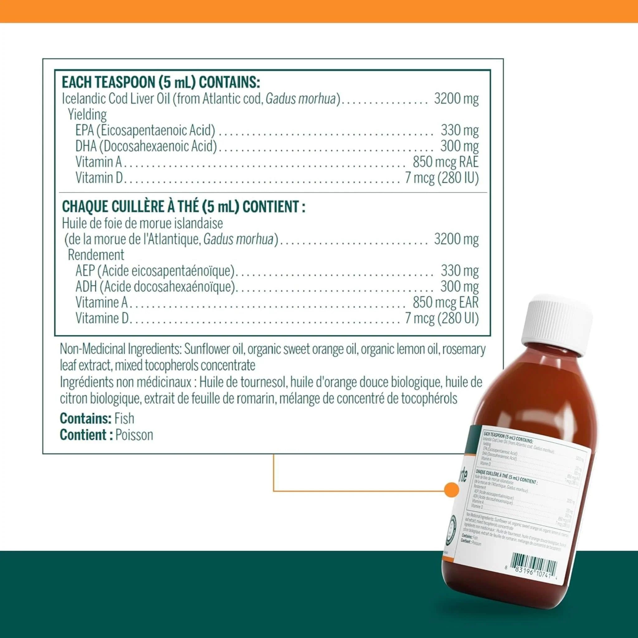 Genestra Cod Liver Oil Forte, Pharmaceutical grade, Wild Fish Sourced, 500ml - Image 2