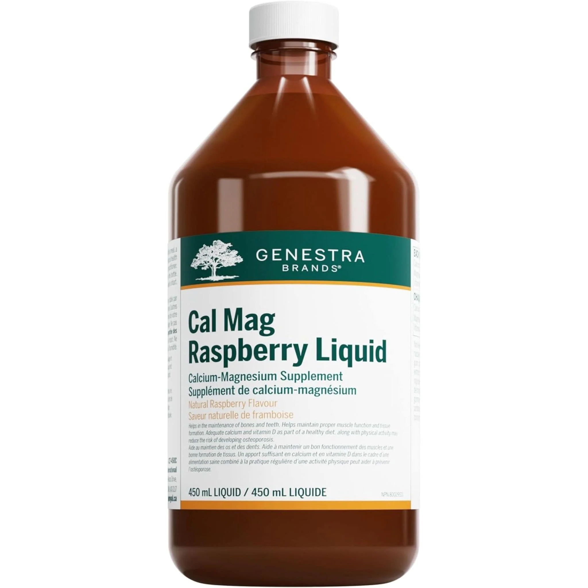 Genestra Cal Mag Raspberry Liquid, Bone Support Formula, 450ml
