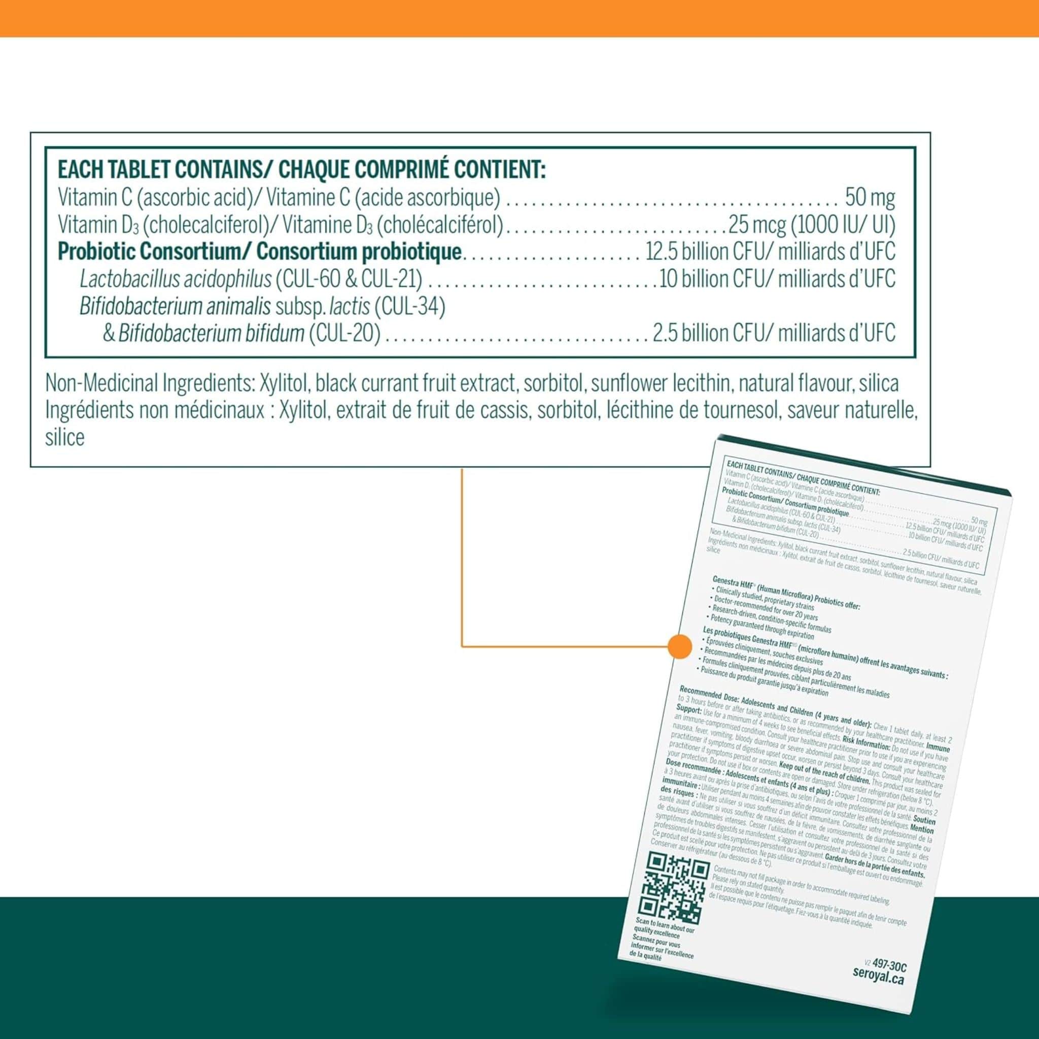Genestra HMF Fit For School, 12.5 Billion CFU, Shelf Stable, 25 Chewable Tablets - Image 2