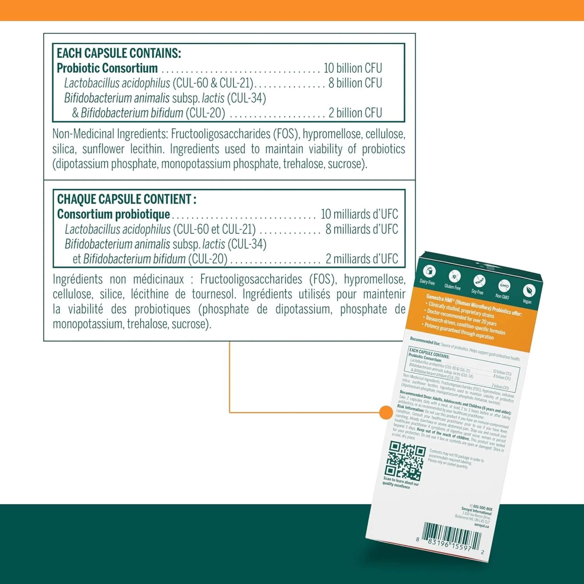 Genestra HMF Forte, 10 Billion CFU, Shelf Stable, 50 Capsules - Image 2
