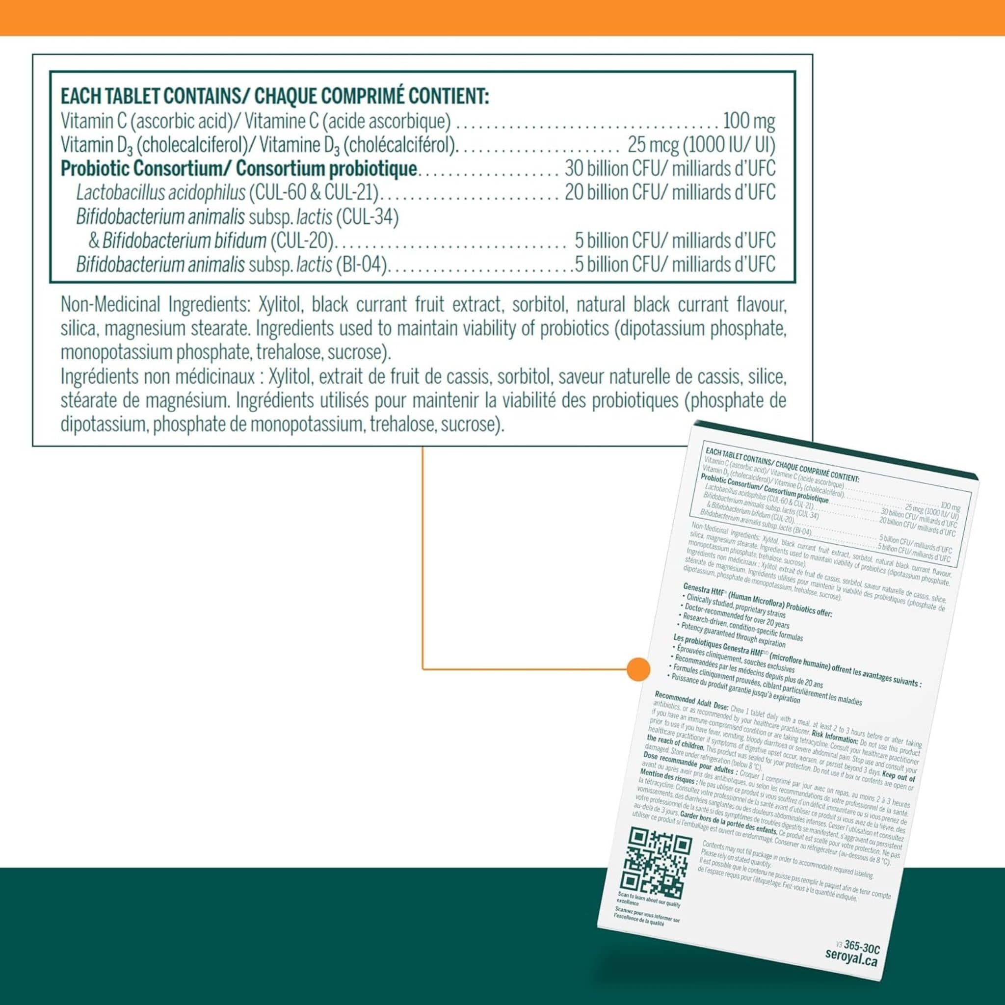Genestra HMF Immune, 30 Billion CFU, 30 Chewable Tablets - Image 2