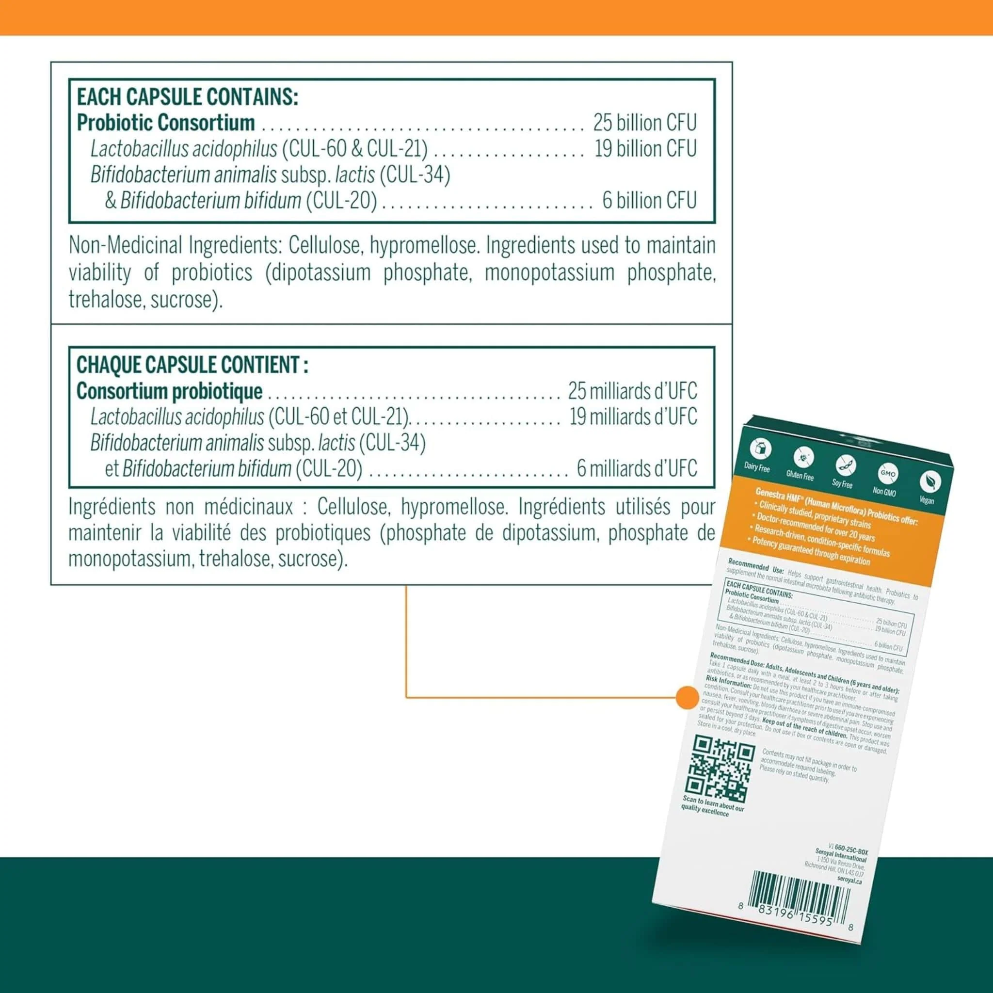 Genestra HMF Intensive, 25 Billion CFU, Shelf Stable, 25 Capsules - Image 2