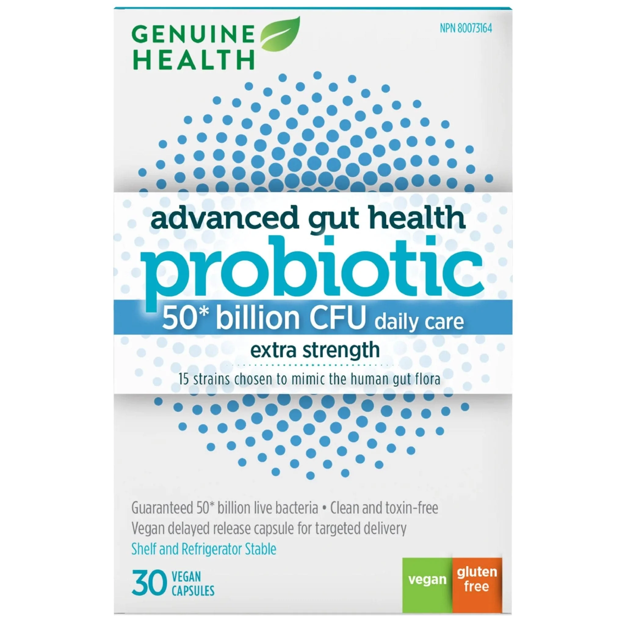 Genuine Health Advanced Gut Health Probiotic, Extra Strength - 50 Billion CFU