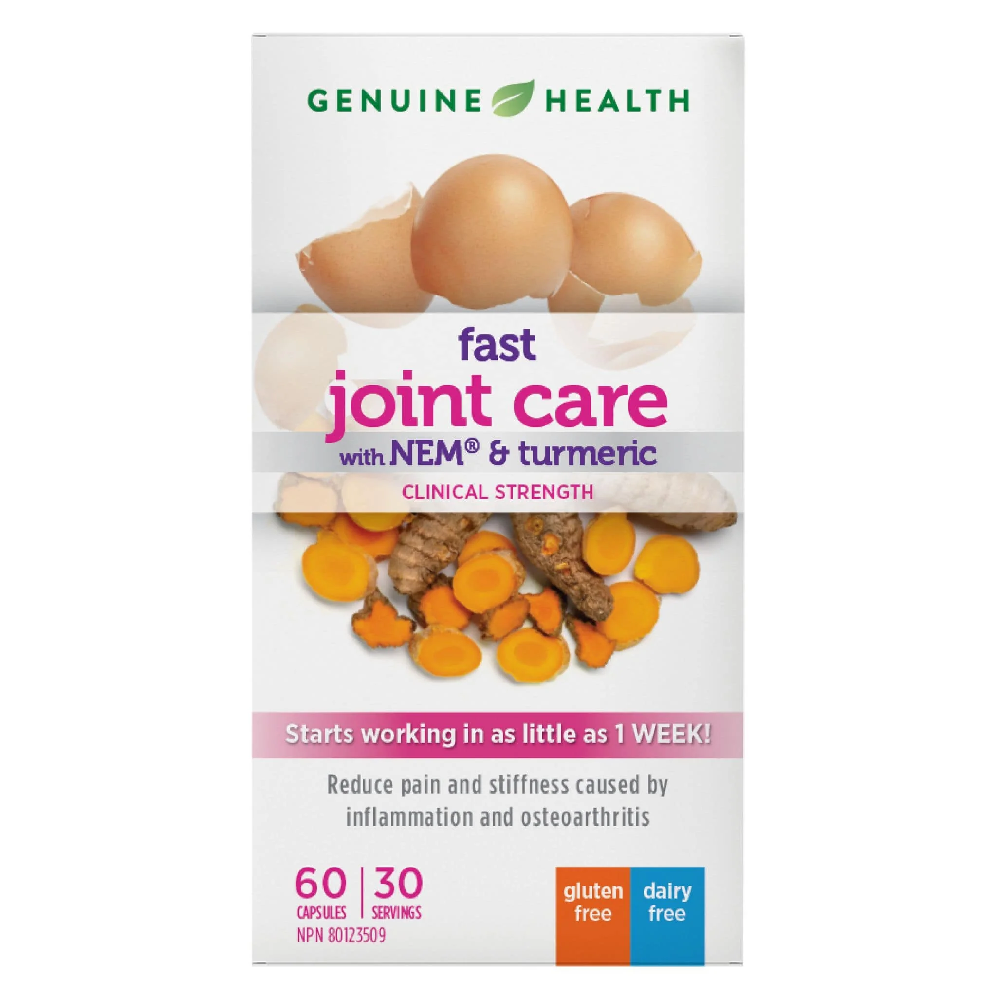 Genuine Health Joint Relief with NEM and Fermented Turmeric, Reduce Pain and Stiffness, 60 Capsules