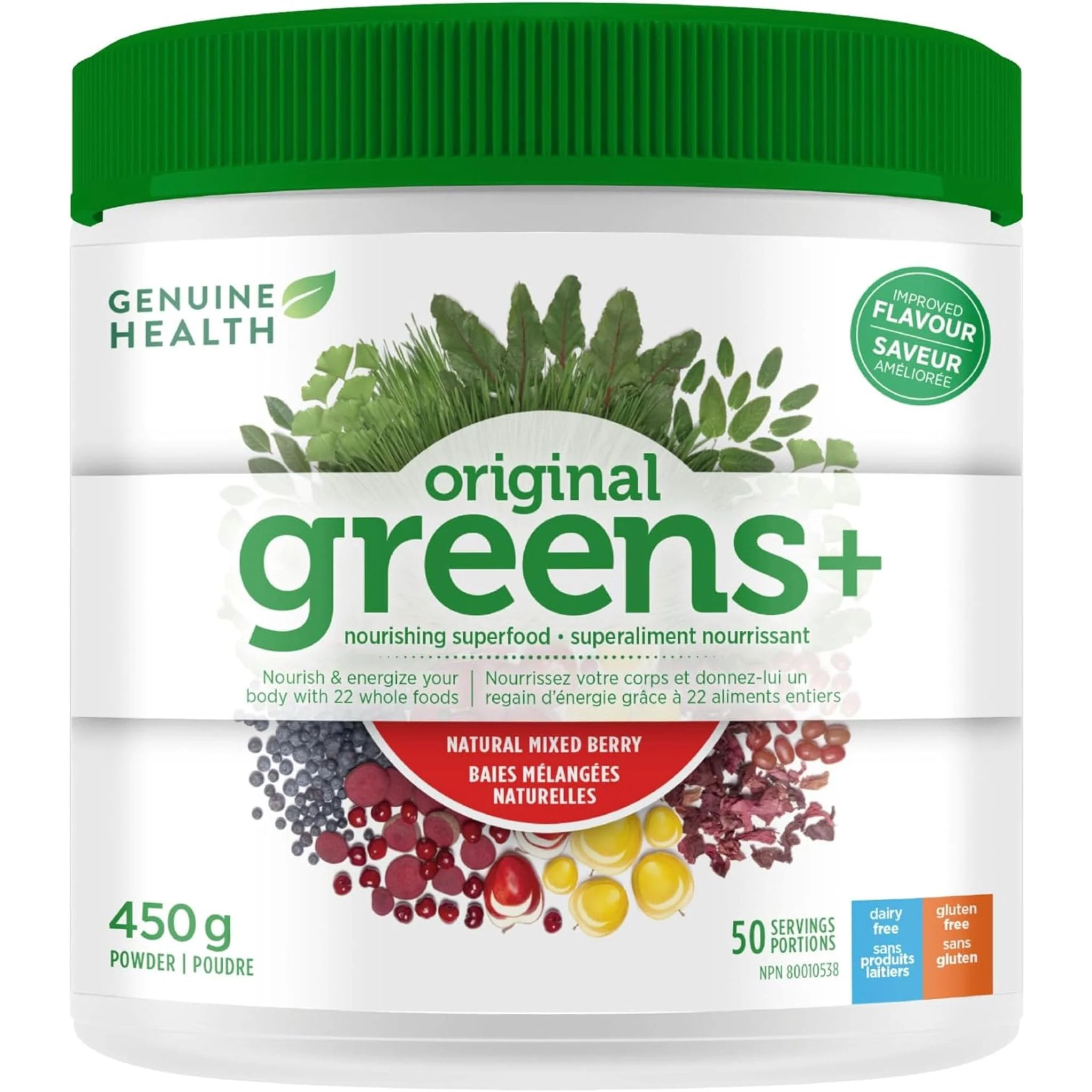 Genuine Health Greens+ Powder, 23 Alkaline Forming Whole Foods, Original Formula