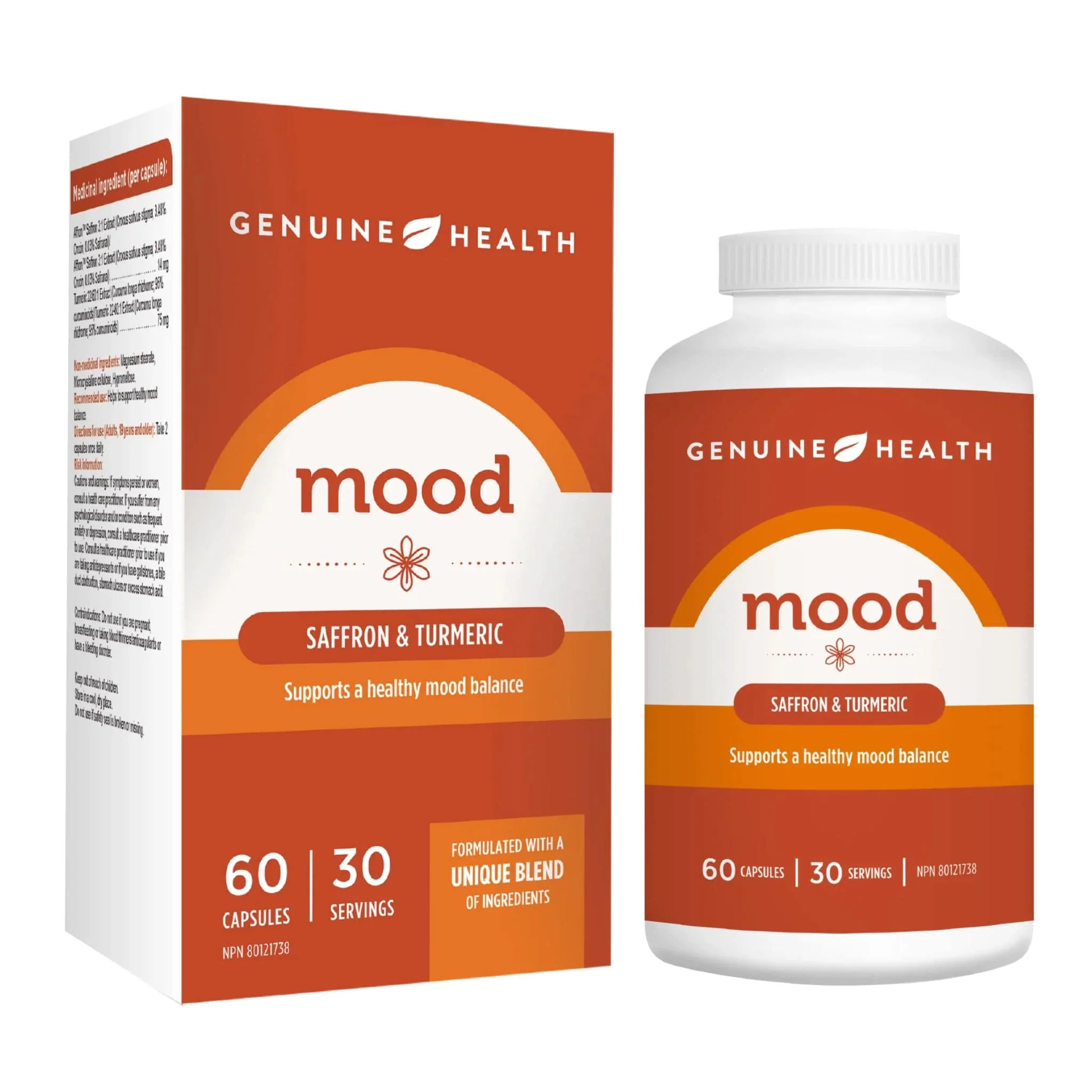 Genuine Health Mood with Saffron and Turmeric, 60 Capsules