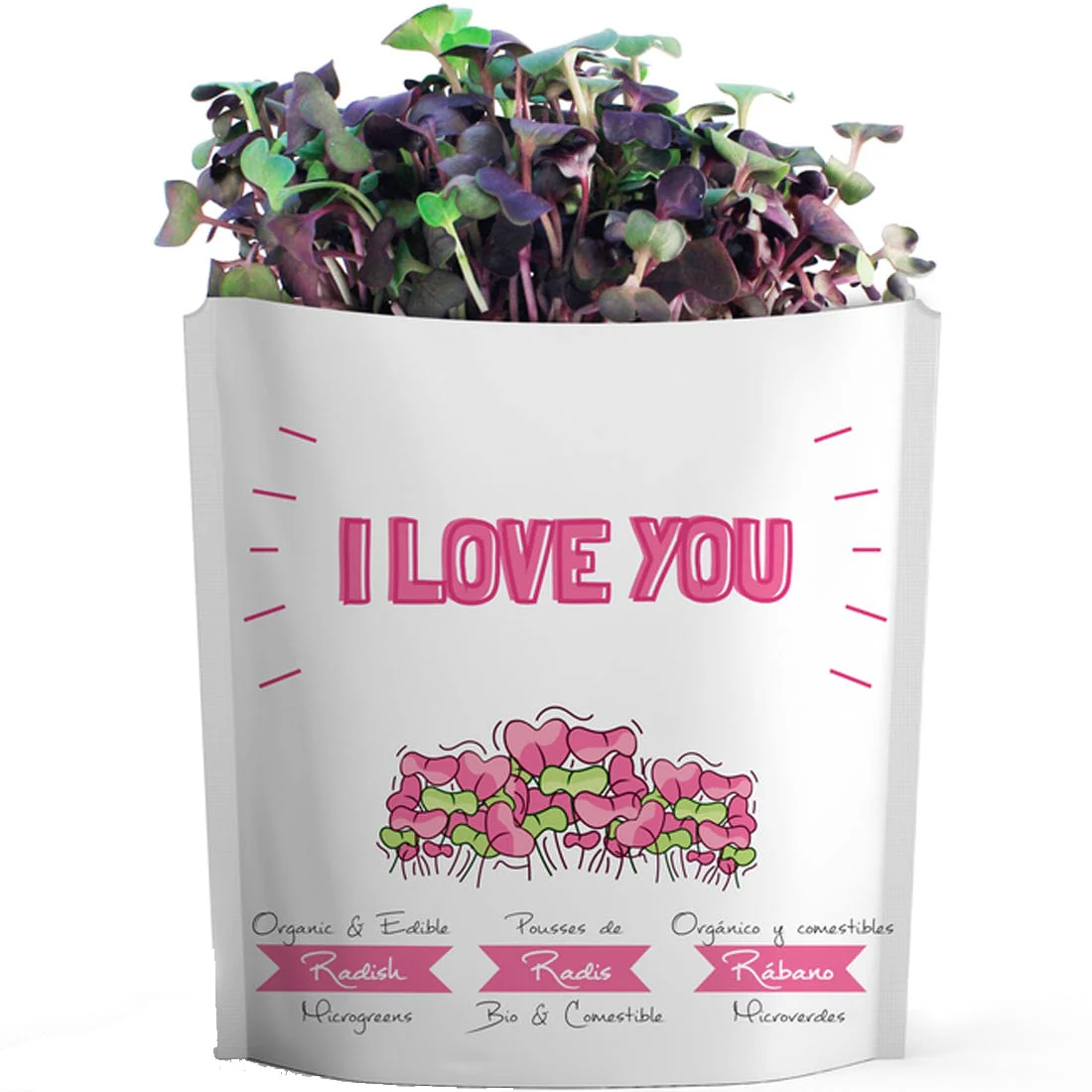 Gift A Green Greeting Cards, I Love You Card, Red Radish Microgreens