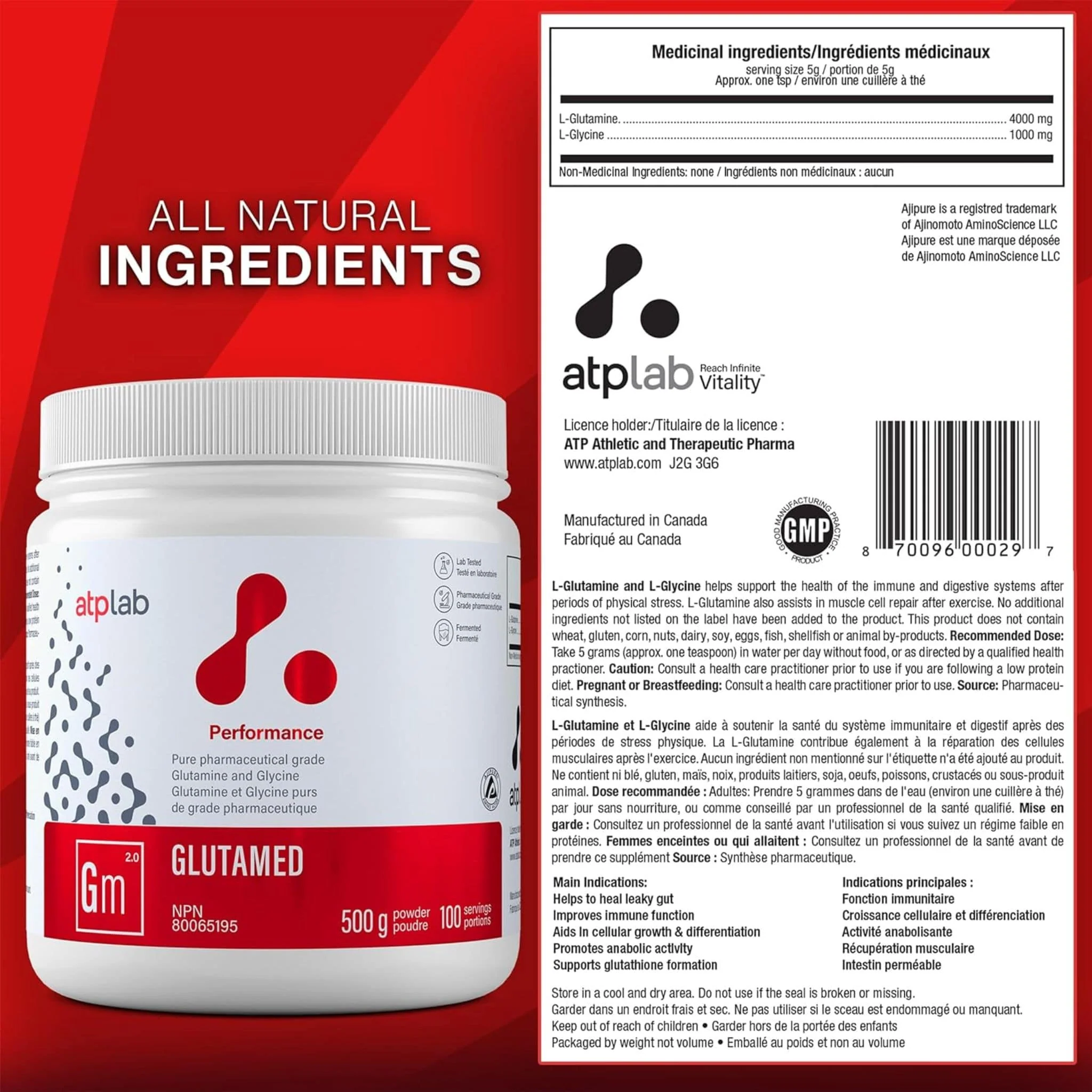 ATP Lab Glutamed Powder, Support for Gut Health, 500g - Image 9