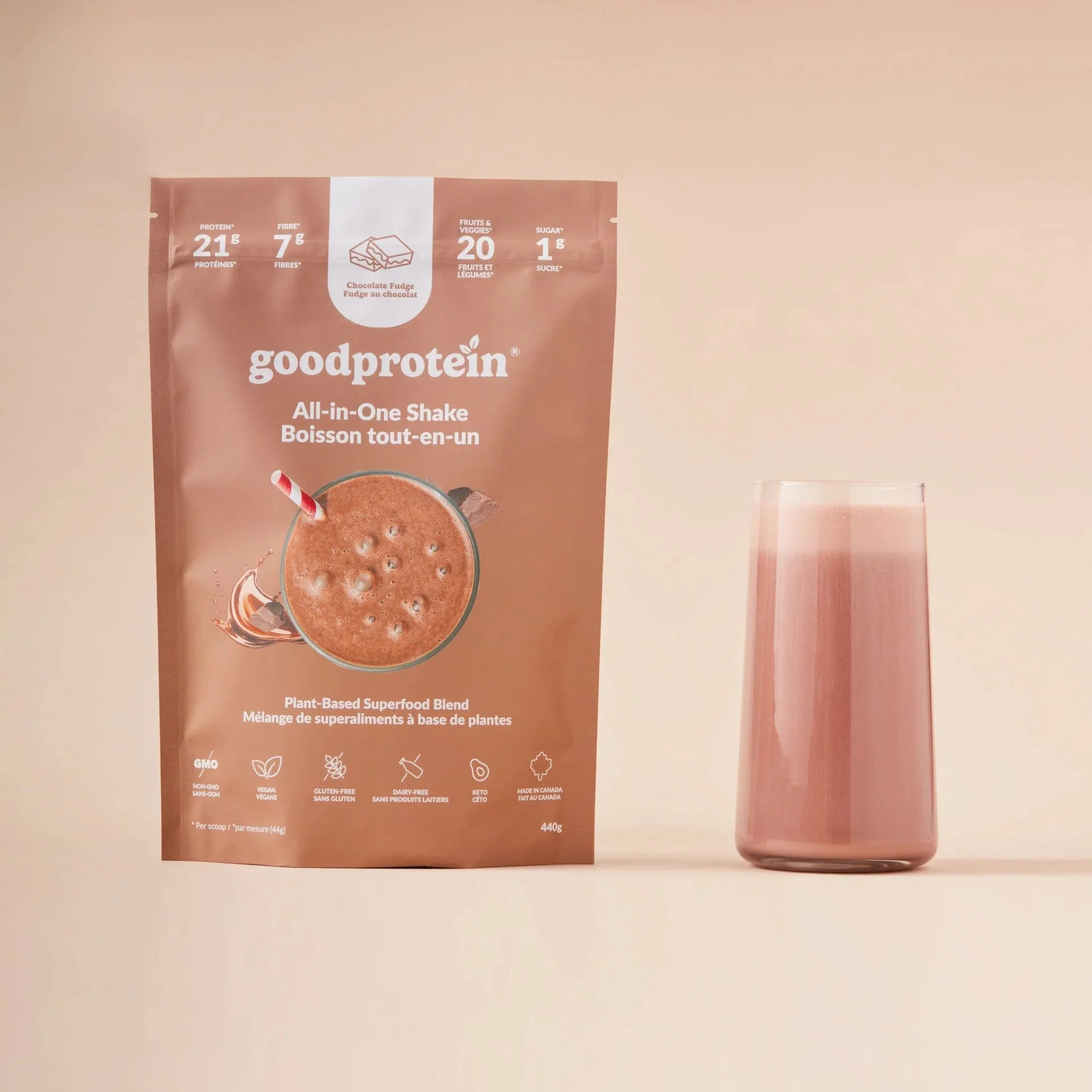 Good Protein All-in-One Shake Protein Powder, Protein 21g, Fibre 7g, Plant-Based, Vegan, Gluten-Free, Keto-Friendly Shake with Superfoods, Probiotics and Essential Nutrients,  440g-880g - Image 3