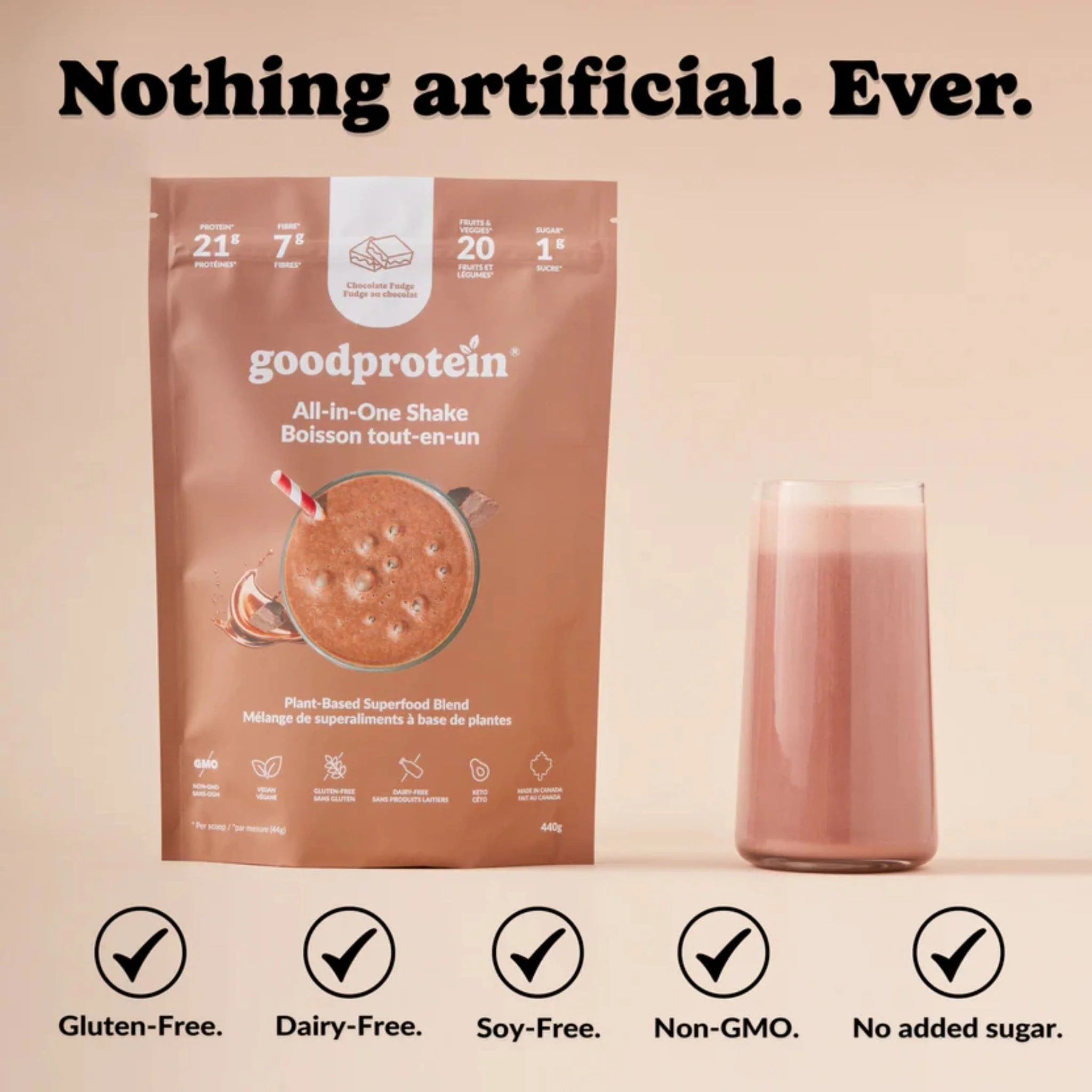 Good Protein All-in-One Shake Protein Powder, Protein 21g, Fibre 7g, Plant-Based, Vegan, Gluten-Free, Keto-Friendly Shake with Superfoods, Probiotics and Essential Nutrients,  440g-880g - Image 4