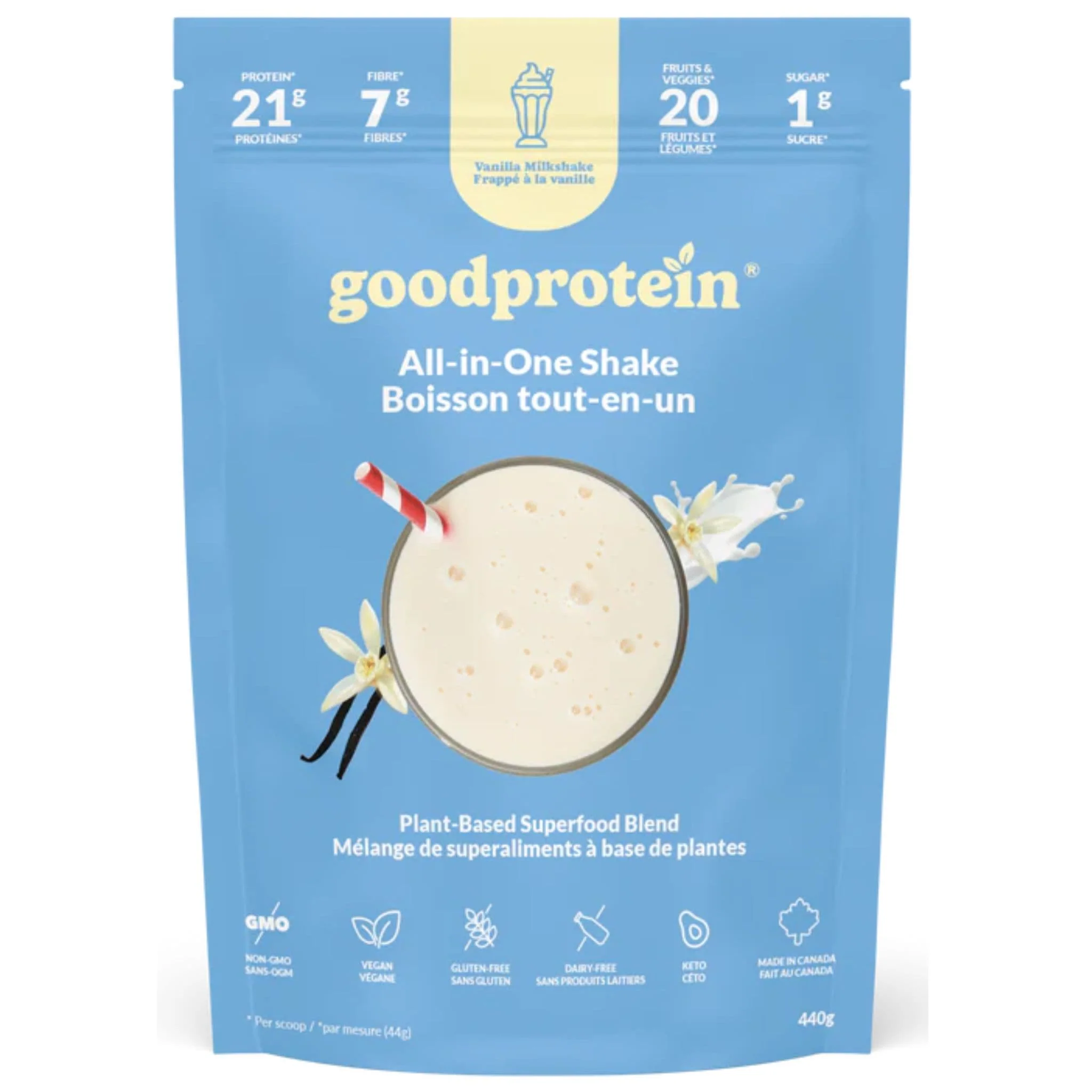Good Protein All-in-One Shake Protein Powder, Protein 21g, Fibre 7g, Plant-Based, Vegan, Gluten-Free, Keto-Friendly Shake with Superfoods, Probiotics and Essential Nutrients,  440g-880g - Image 6