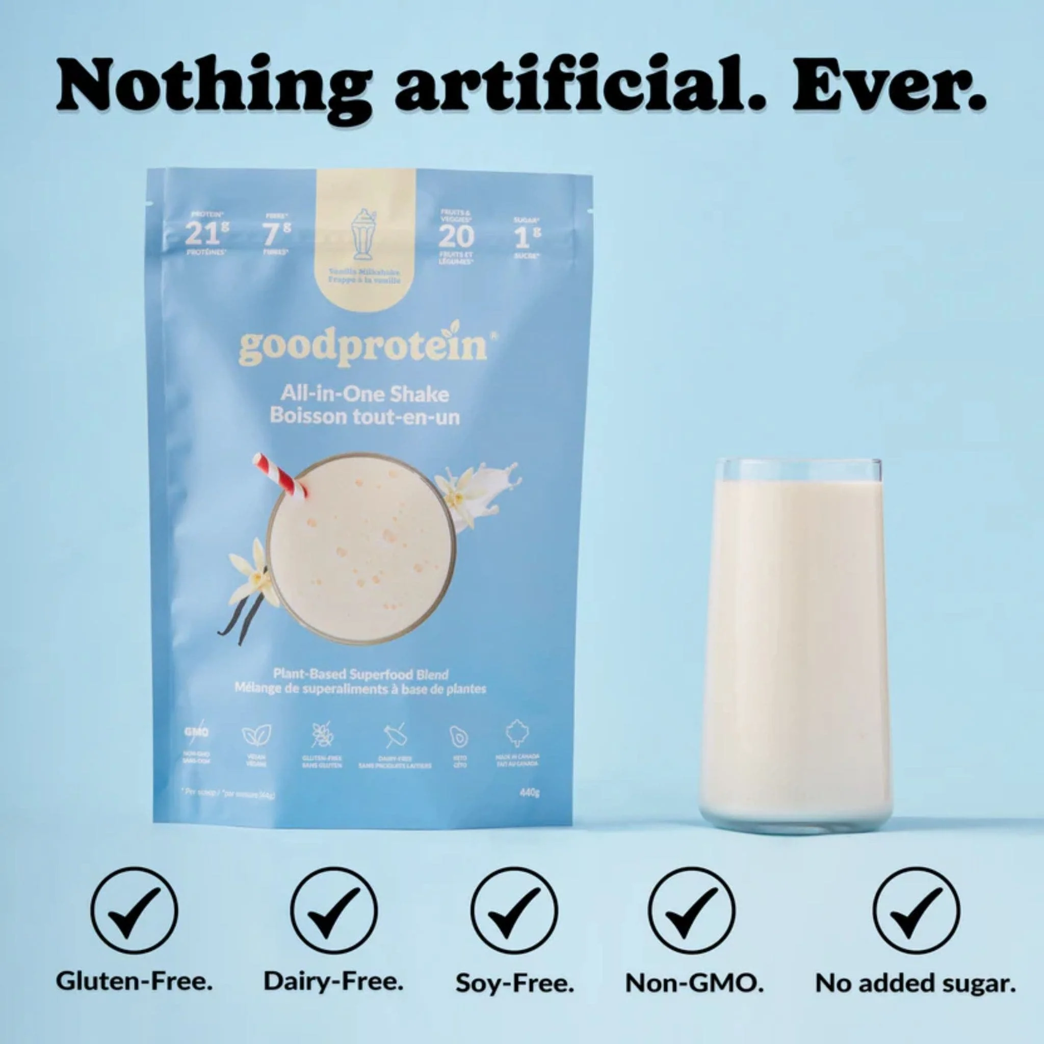 Good Protein All-in-One Shake Protein Powder, Protein 21g, Fibre 7g, Plant-Based, Vegan, Gluten-Free, Keto-Friendly Shake with Superfoods, Probiotics and Essential Nutrients,  440g-880g - Image 8