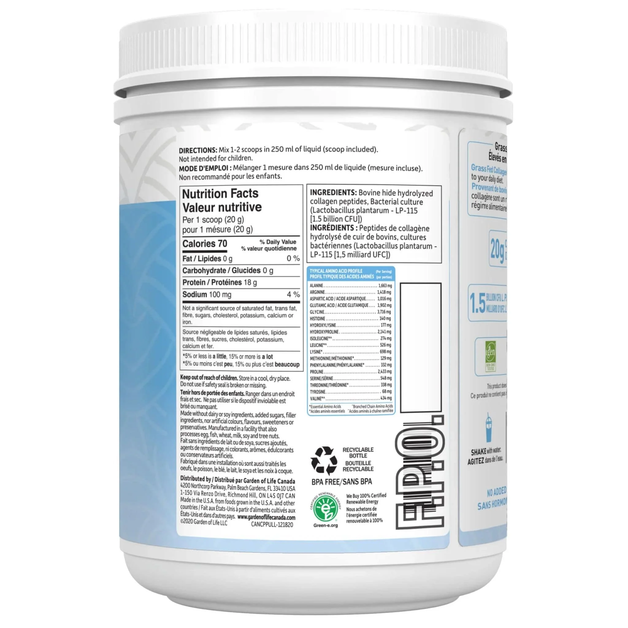 Garden of Life Grass Fed Collagen Peptides, 560g - Image 3