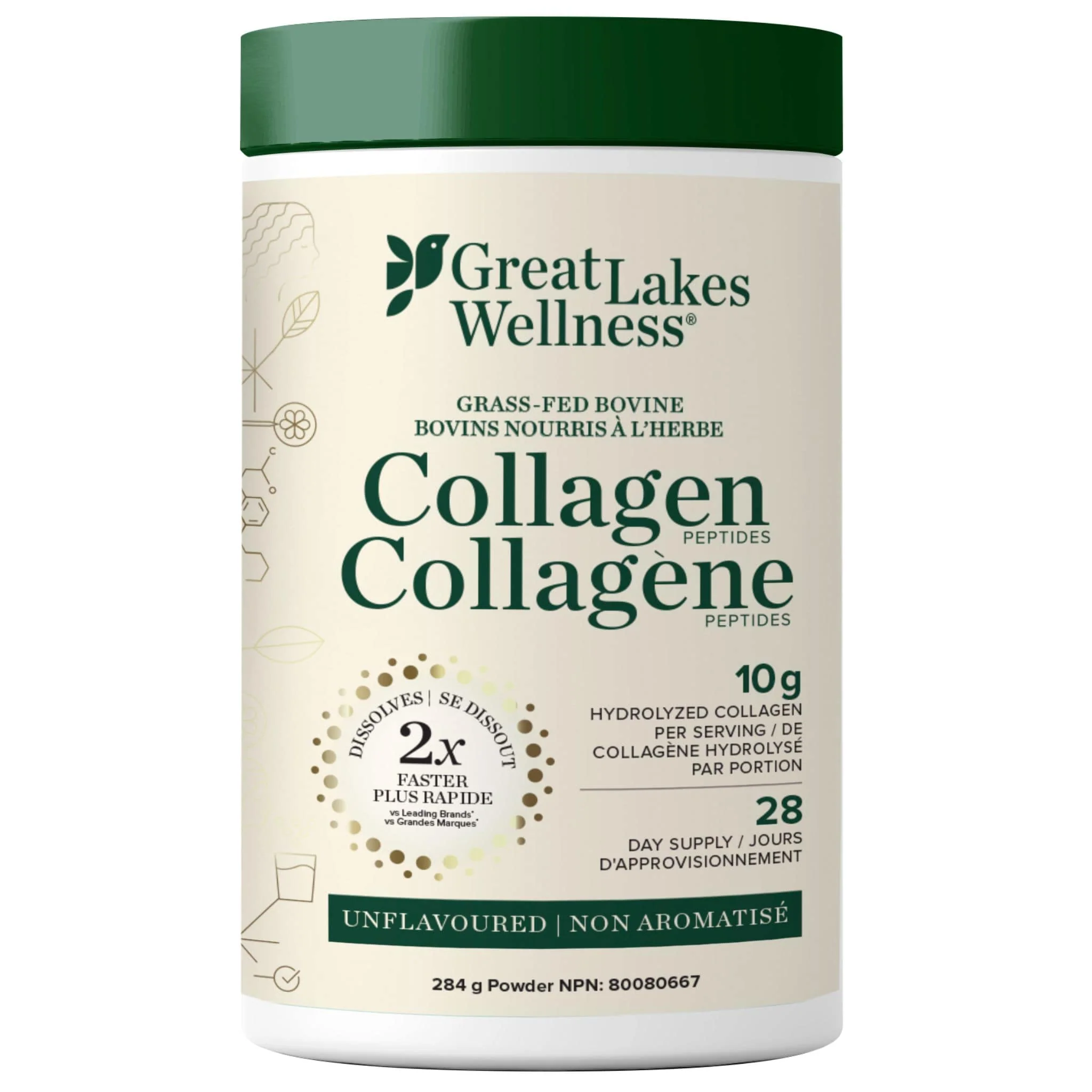 Great Lakes Wellness Grass Fed Collagen Peptides, Quick Dissolving Collagen Hydrolysate Powder, 283g