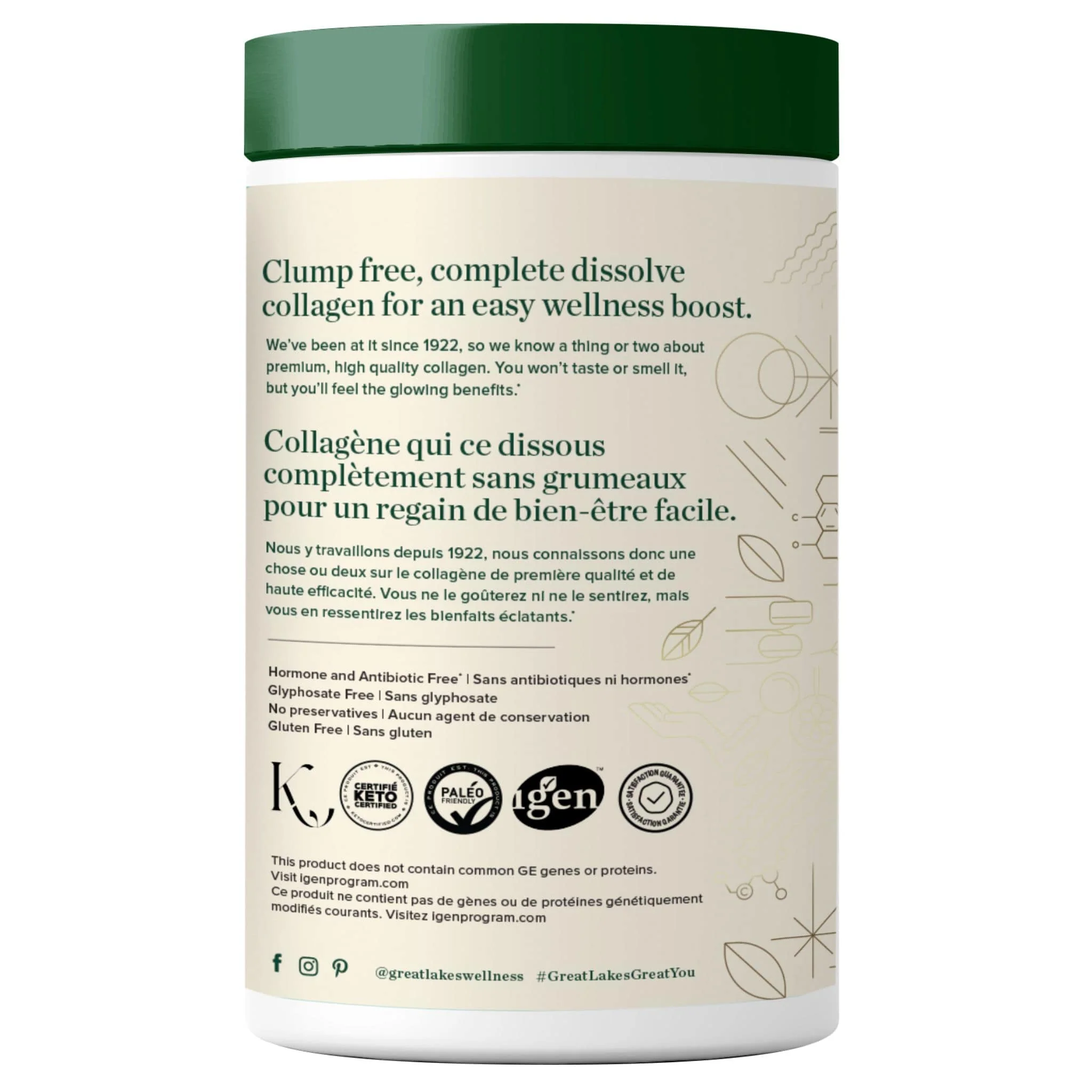 Great Lakes Wellness Grass Fed Collagen Peptides, Quick Dissolving Collagen Hydrolysate Powder, 283g - Image 3